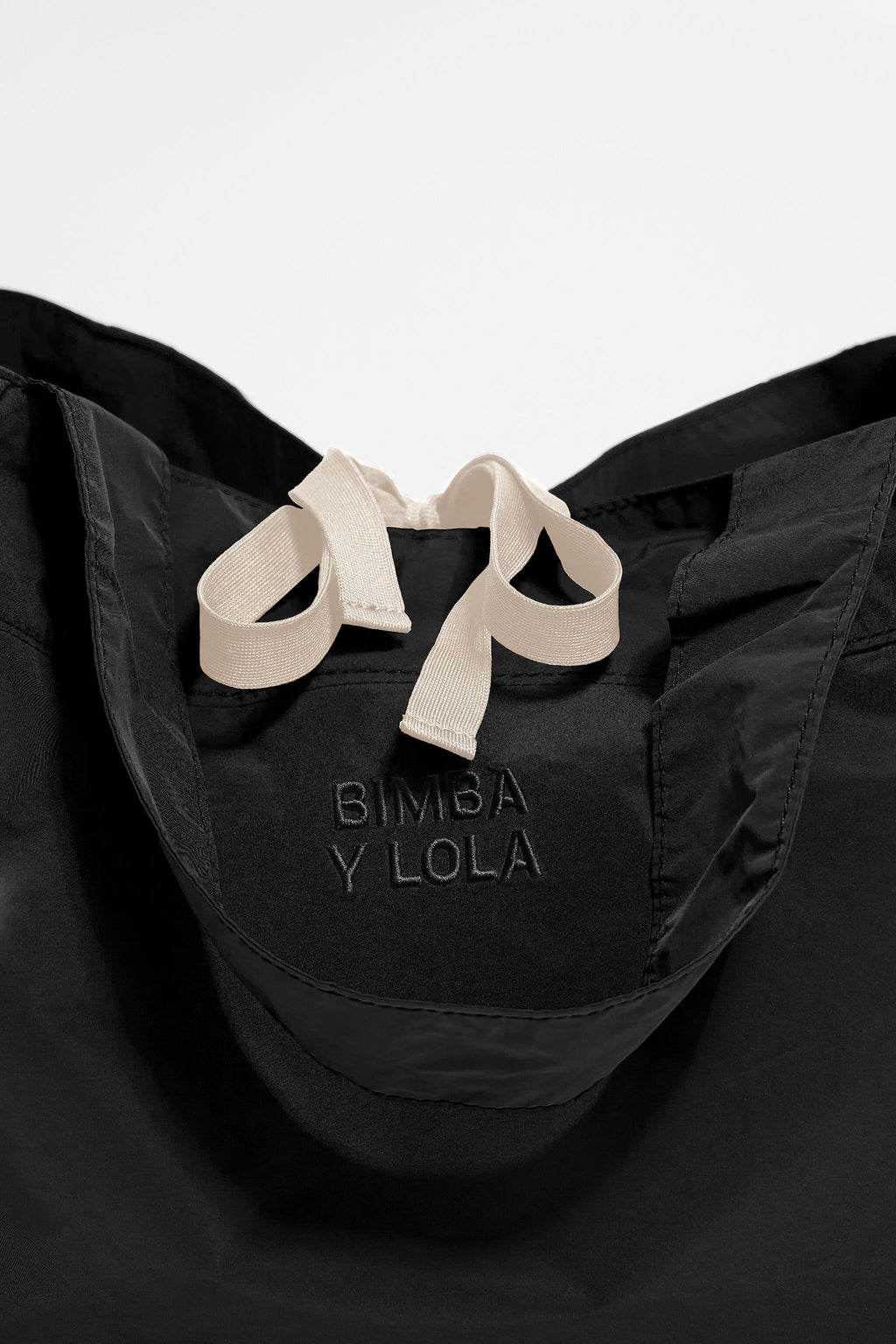 Large black nylon shopper bag