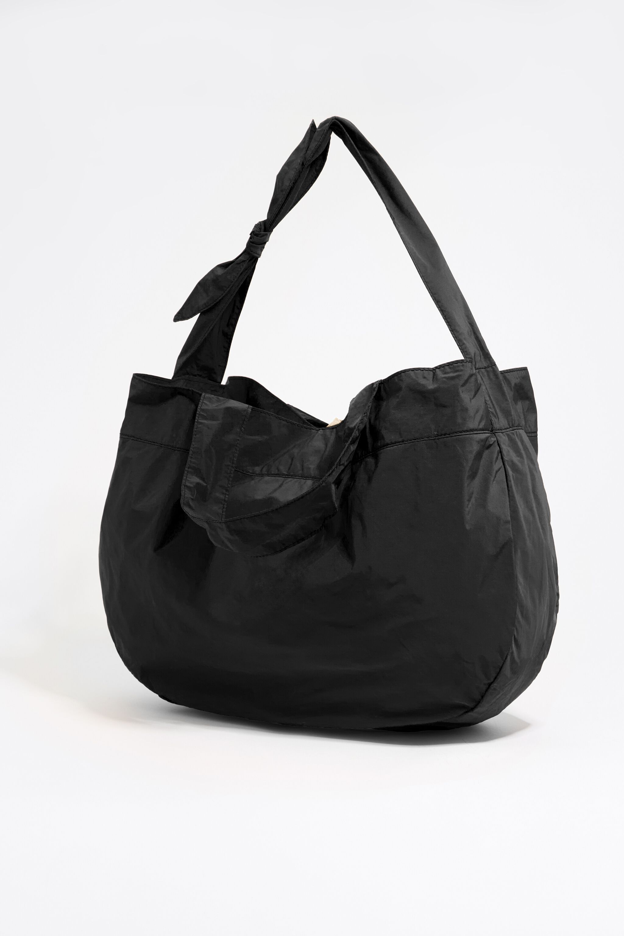 Large black nylon shopper bag