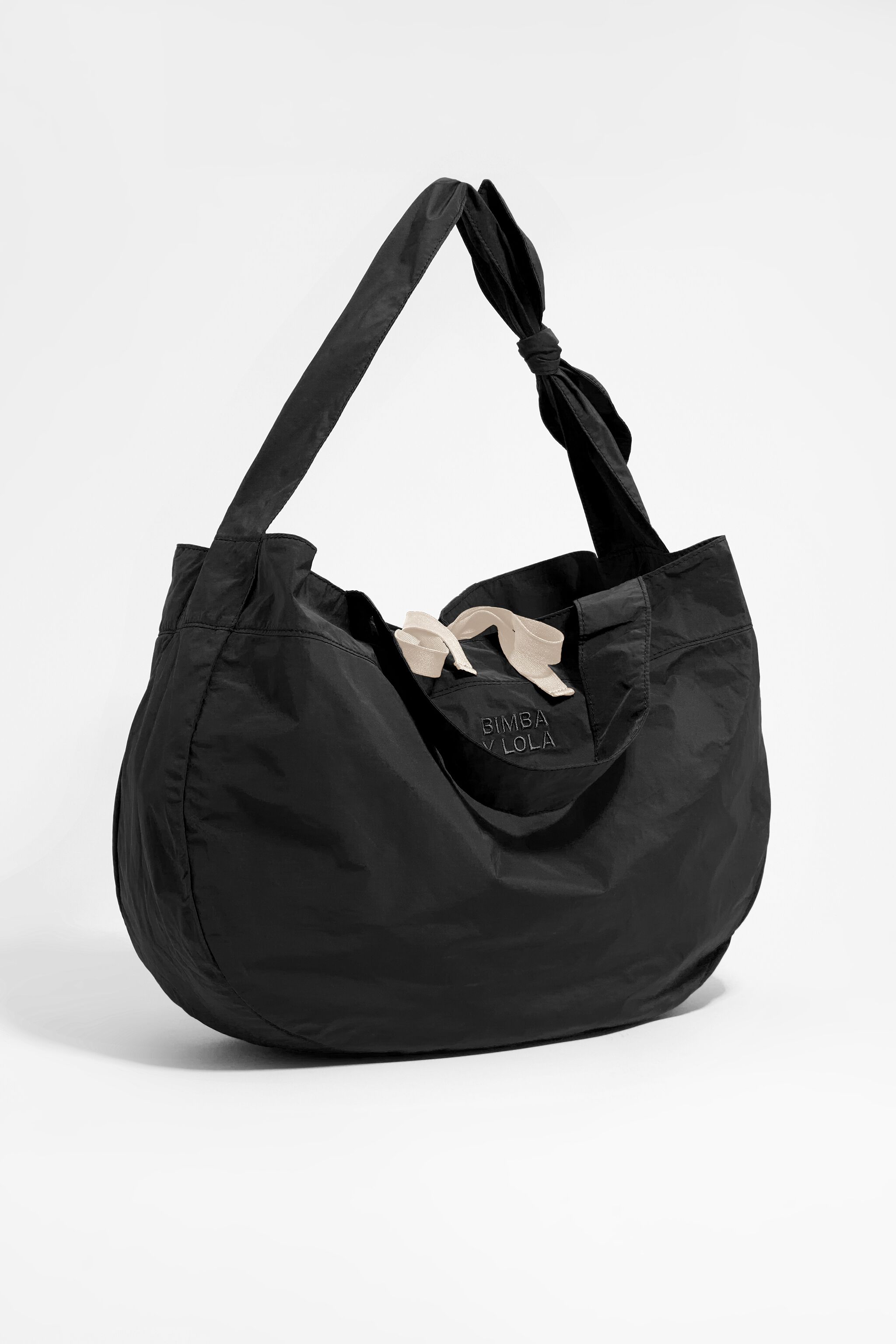 Large black nylon shopper bag