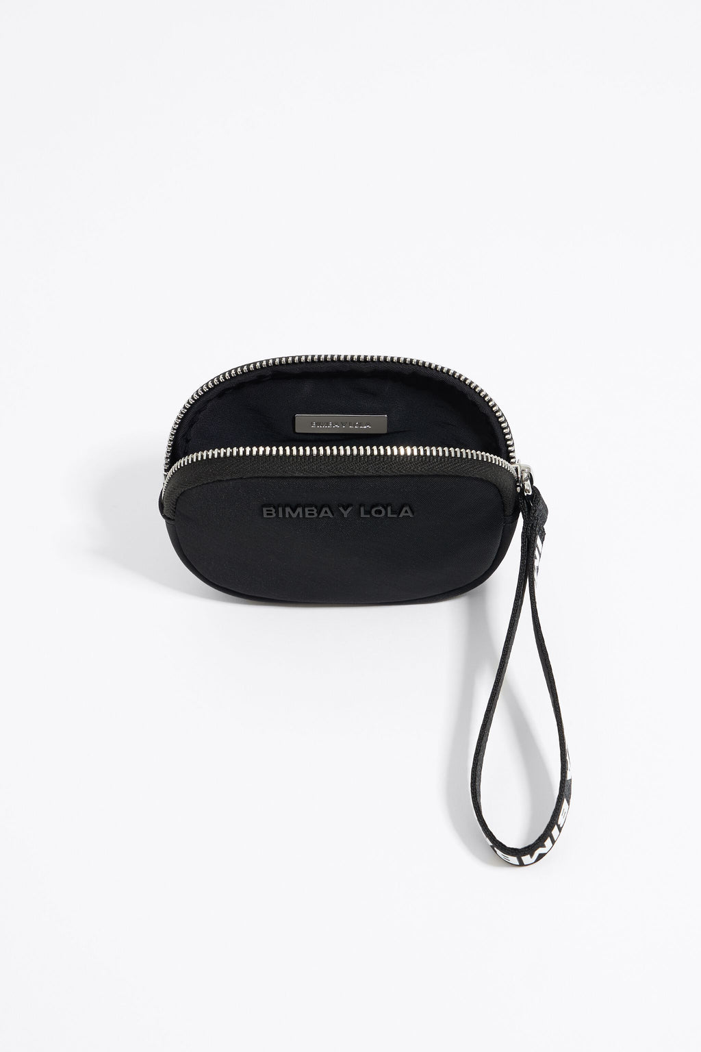 Black nylon oval coin purse