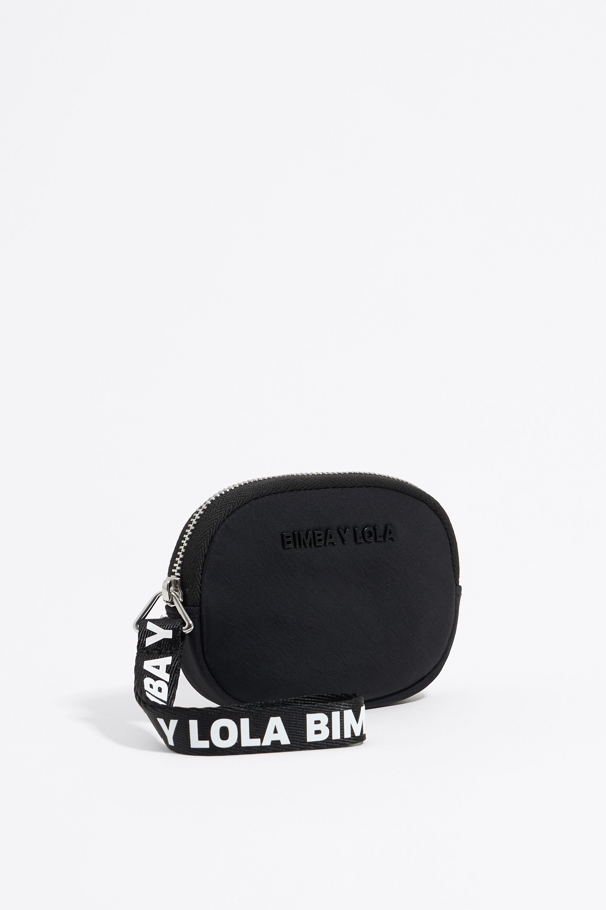 Black nylon oval coin purse