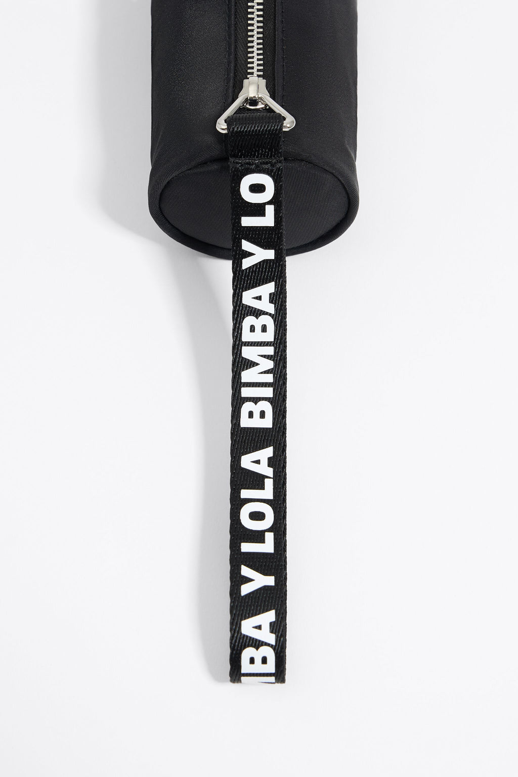 Black nylon cylindrical make-up case