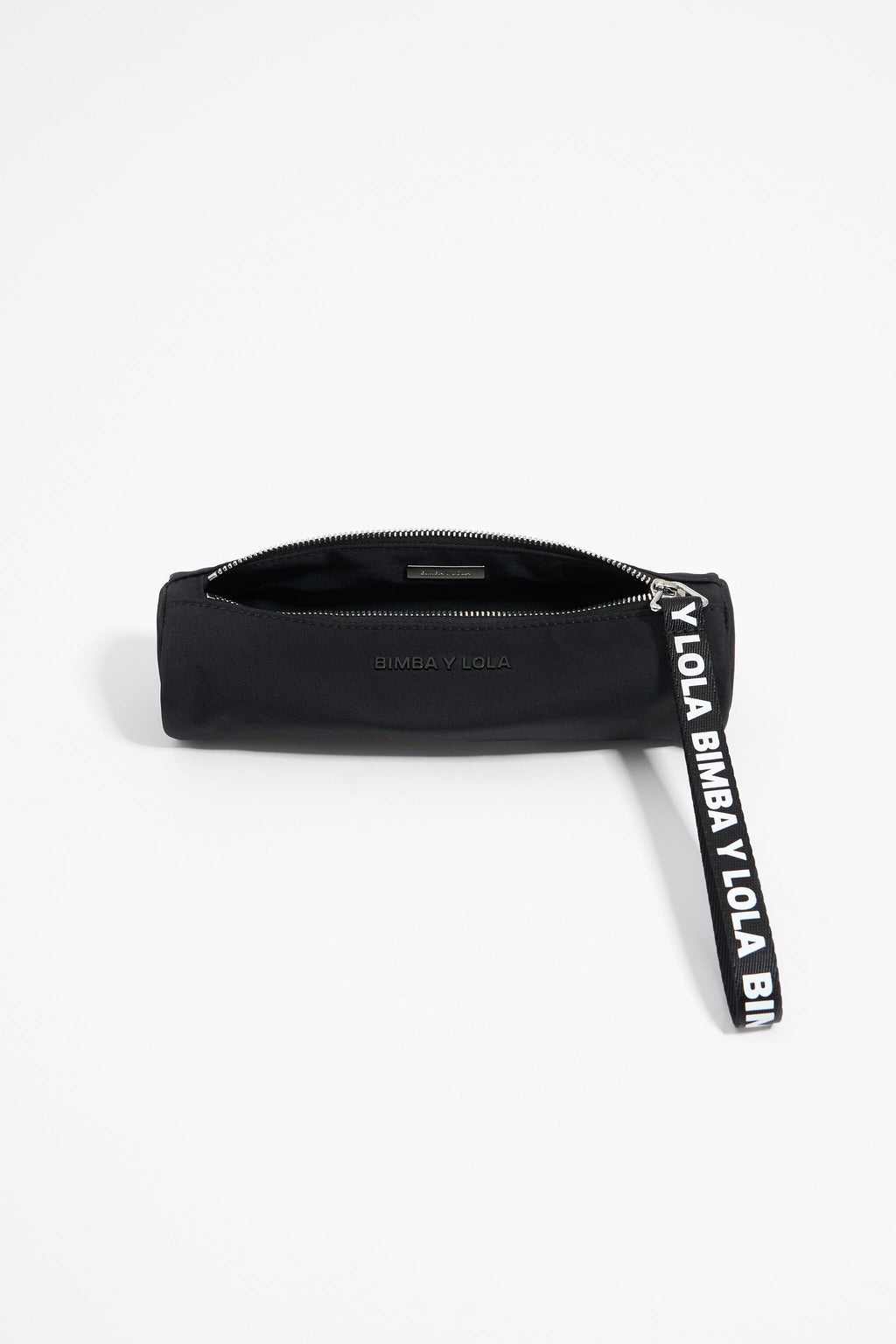 Black nylon cylindrical make-up case