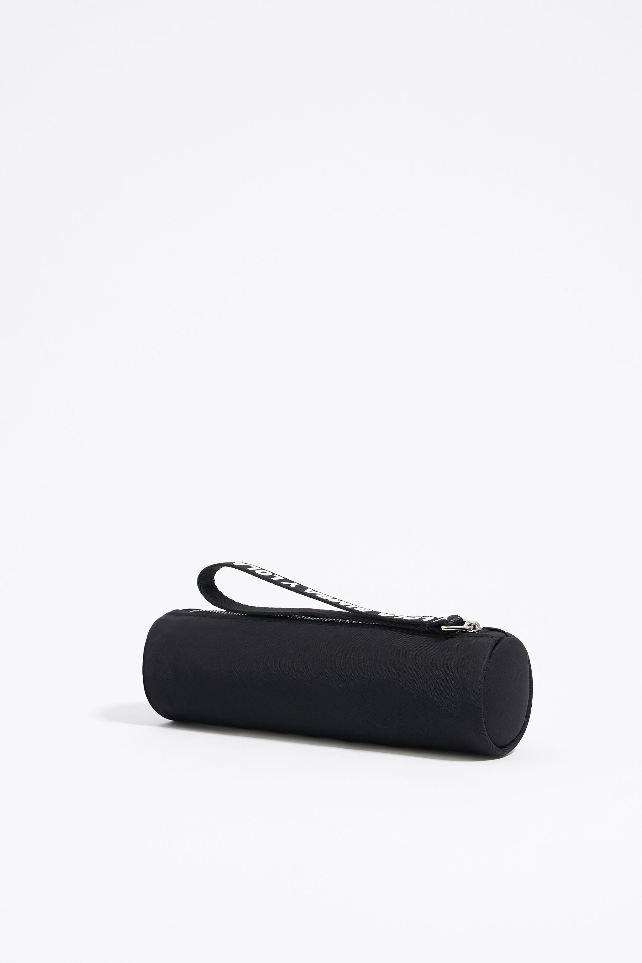 Black nylon cylindrical make-up case