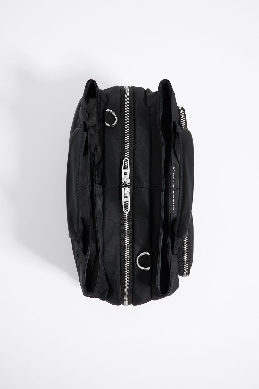 Large black nylon Pocket handbag