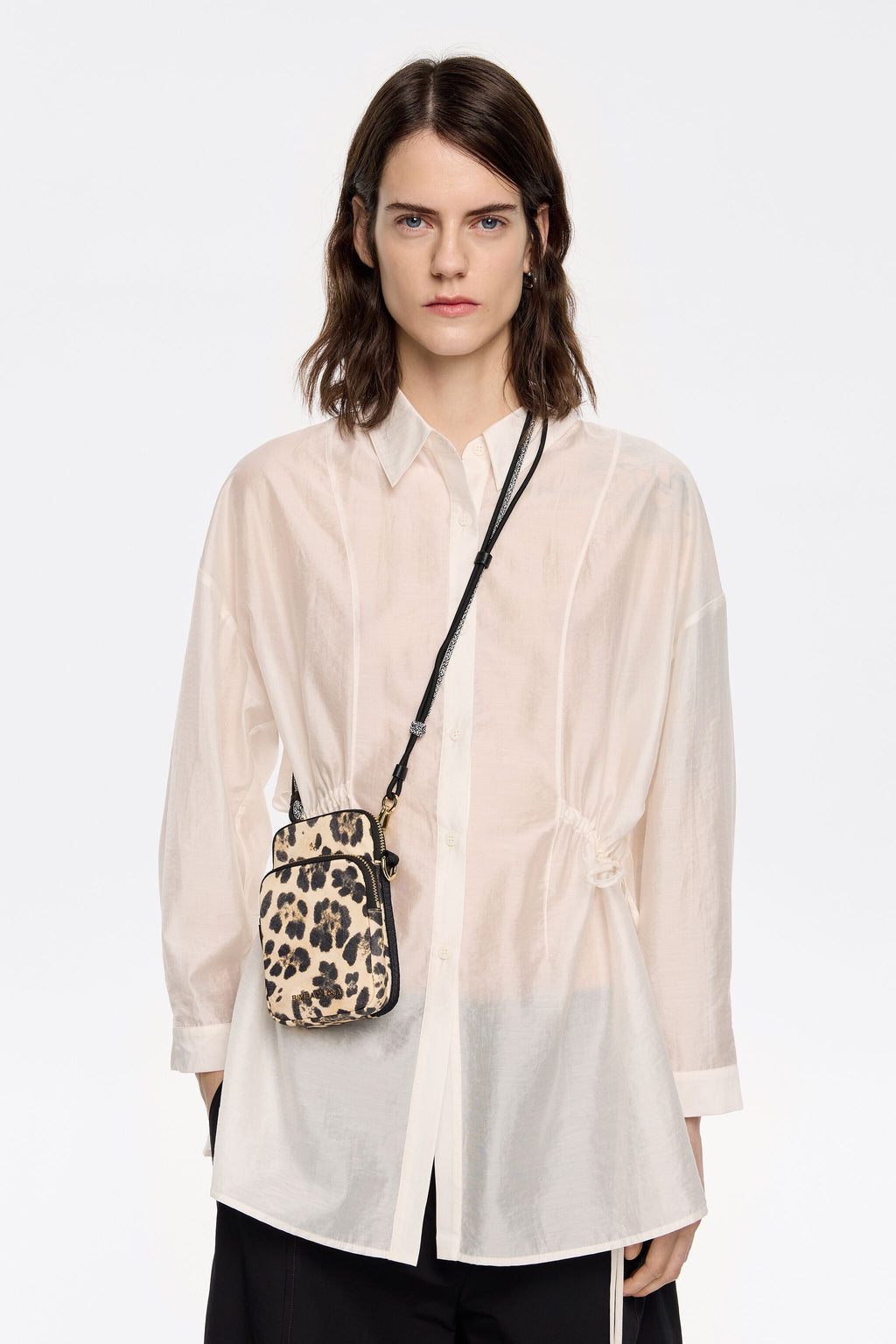 Beige Leopard nylon mini bag