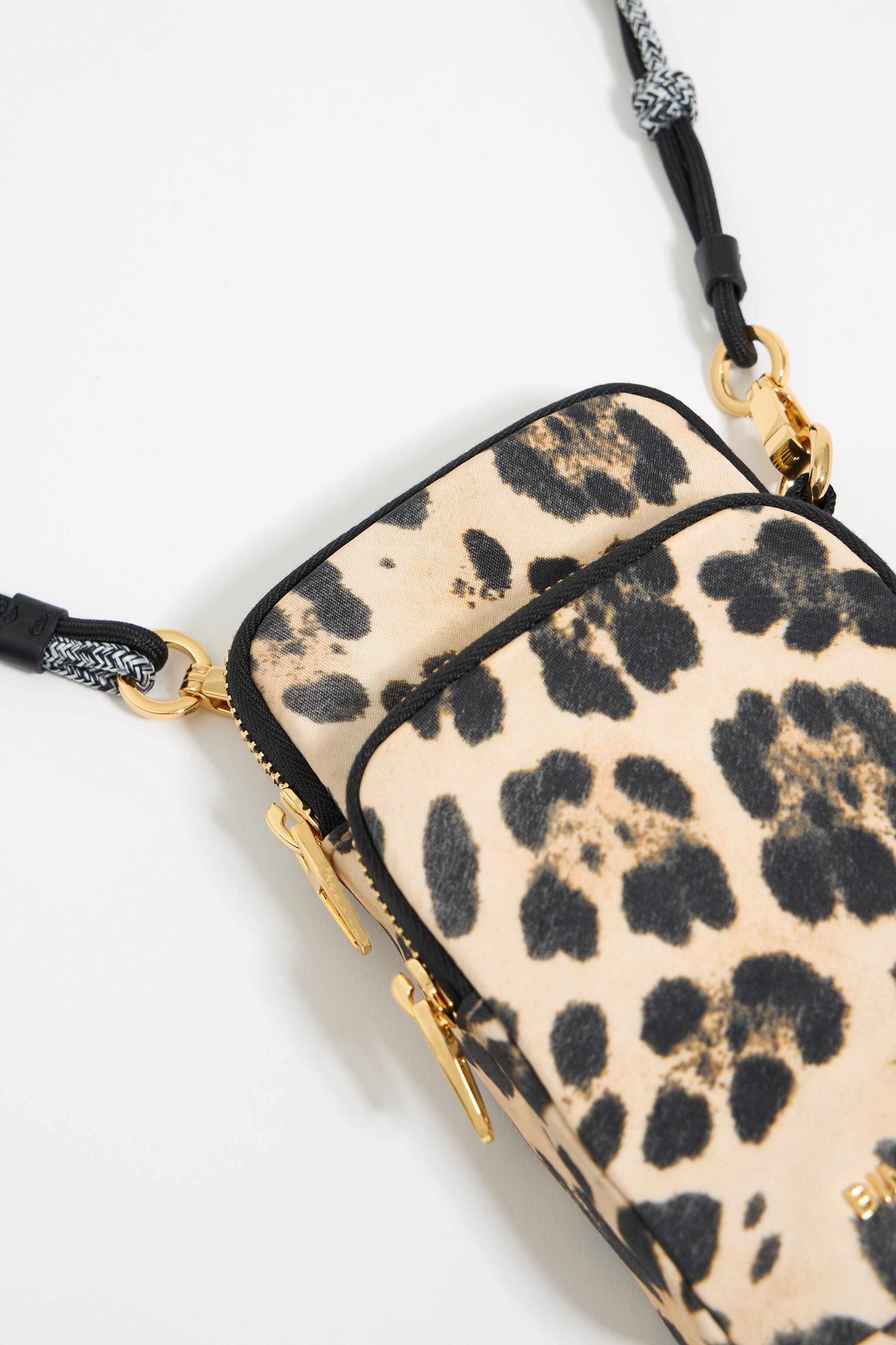 Beige Leopard nylon mini bag