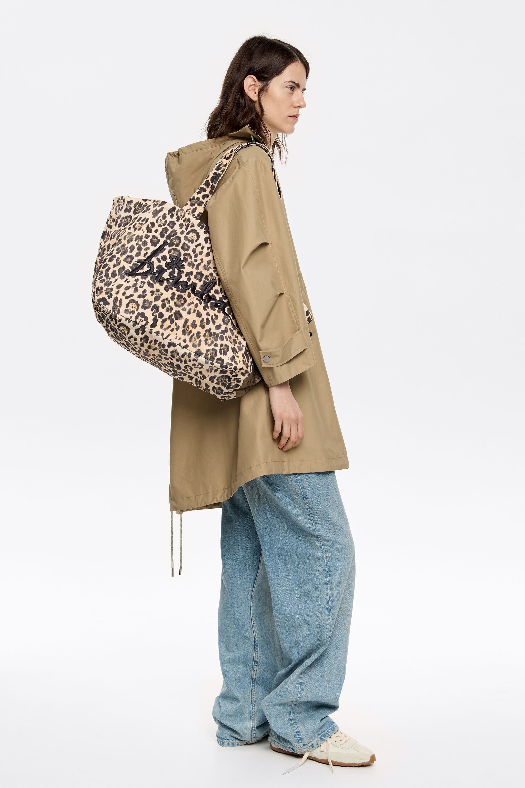 Beige Leopard XL shopper bag