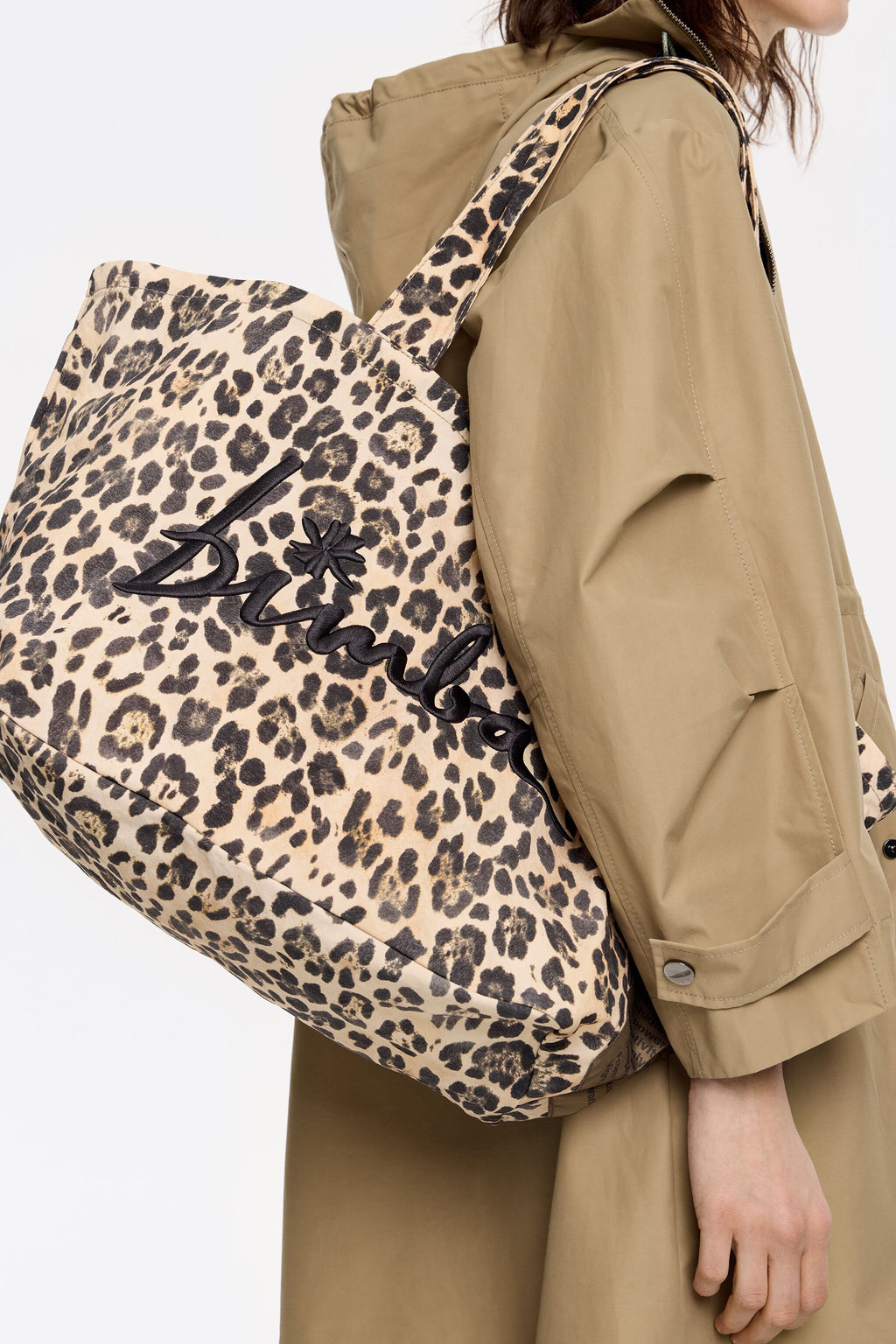 Beige Leopard XL shopper bag
