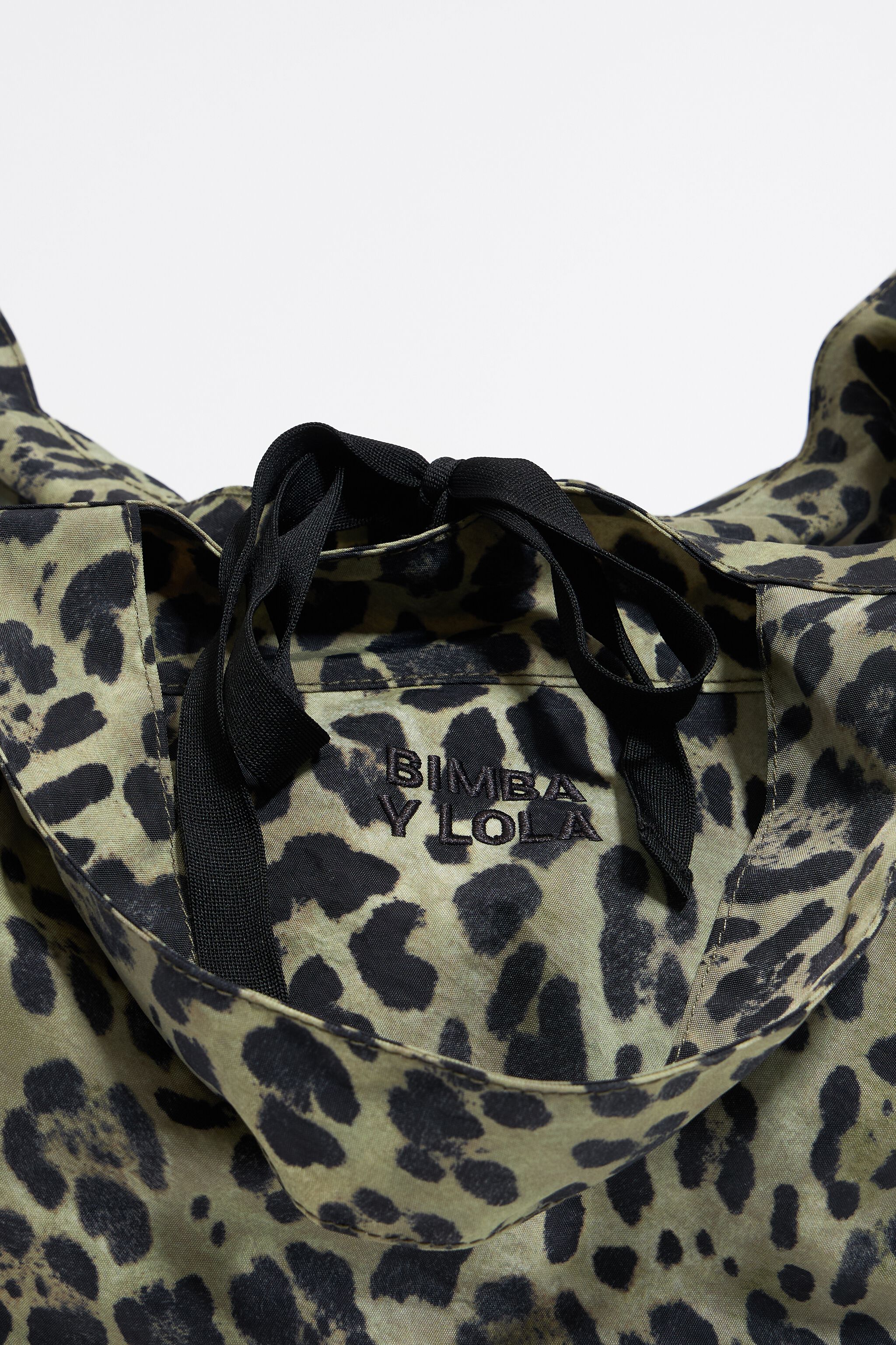 Large khaki Leopard nylon shopper bag