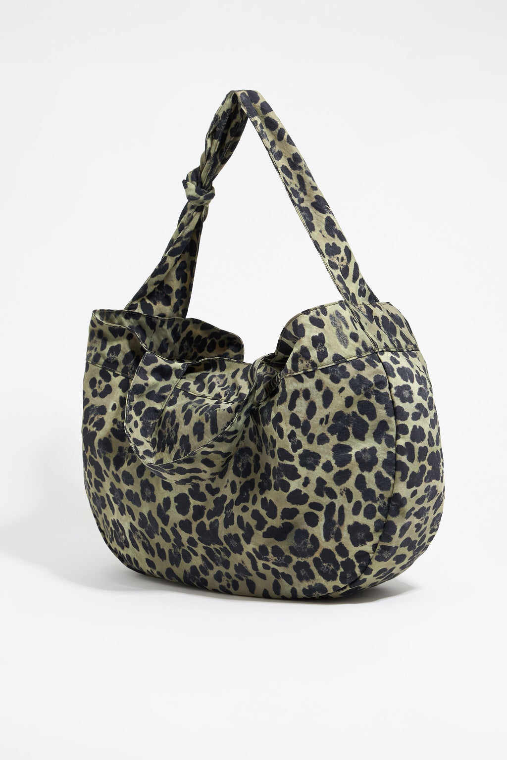 Large khaki Leopard nylon shopper bag