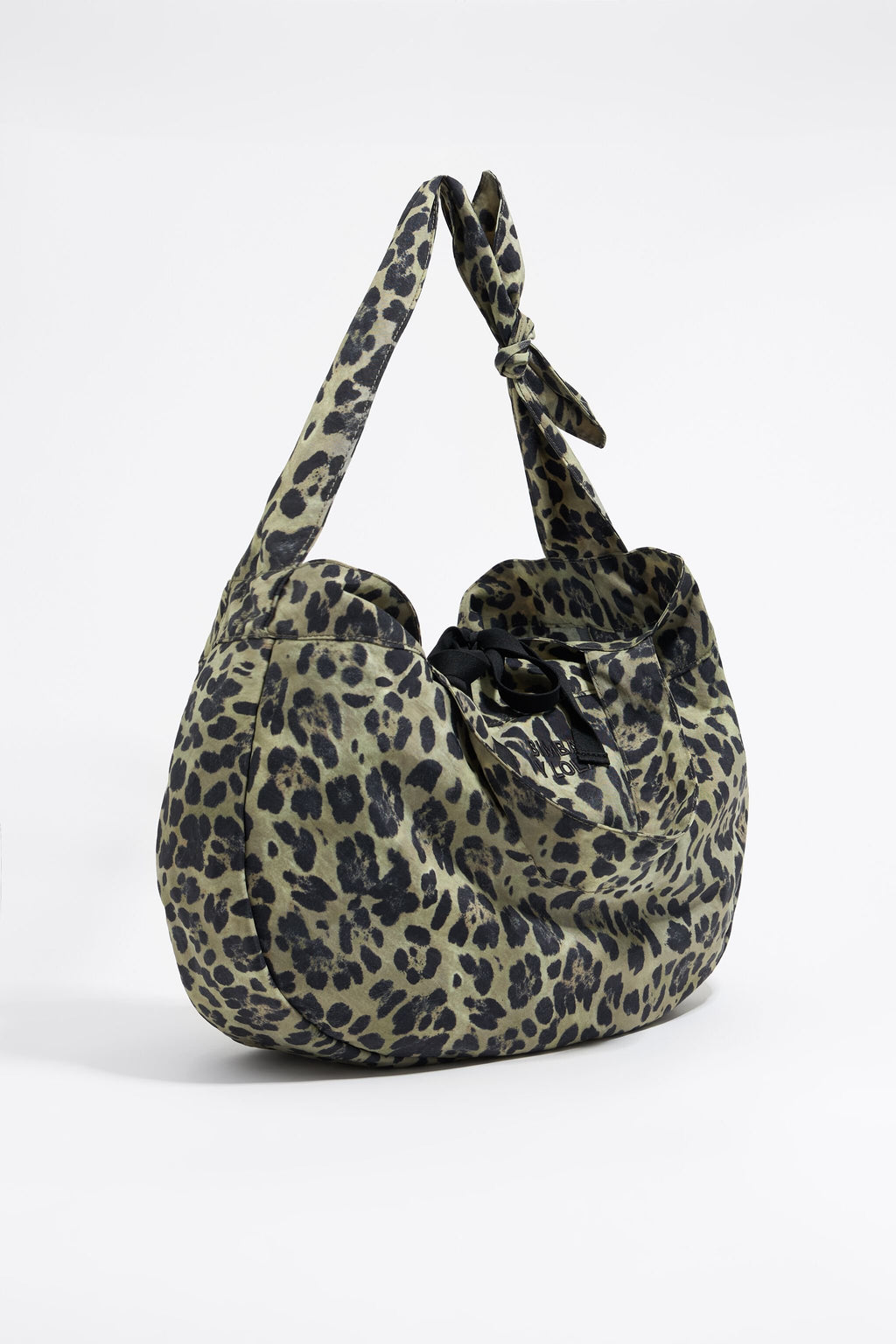 Large khaki Leopard nylon shopper bag