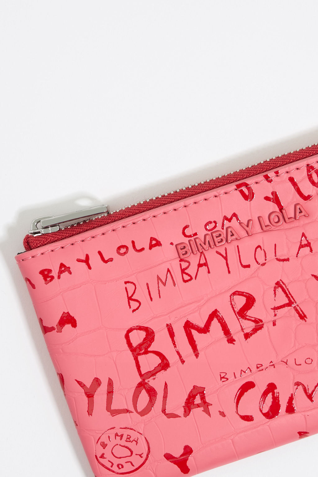 Strawberry mock croc coin purse