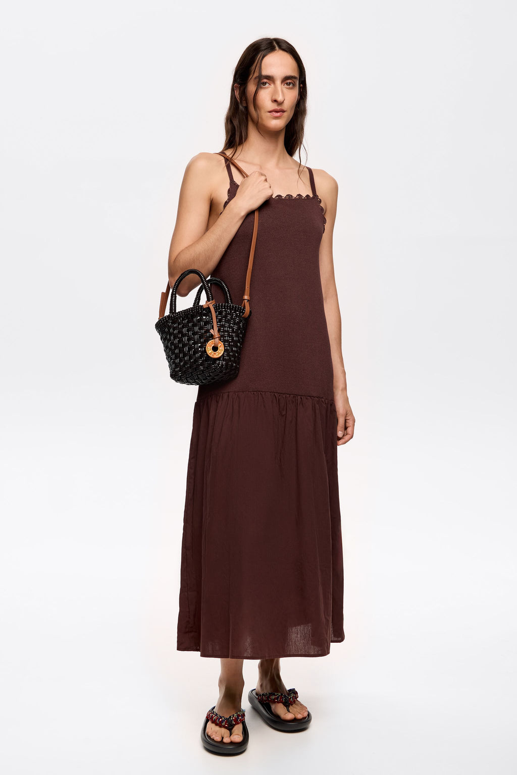 Black plaited shopper bag