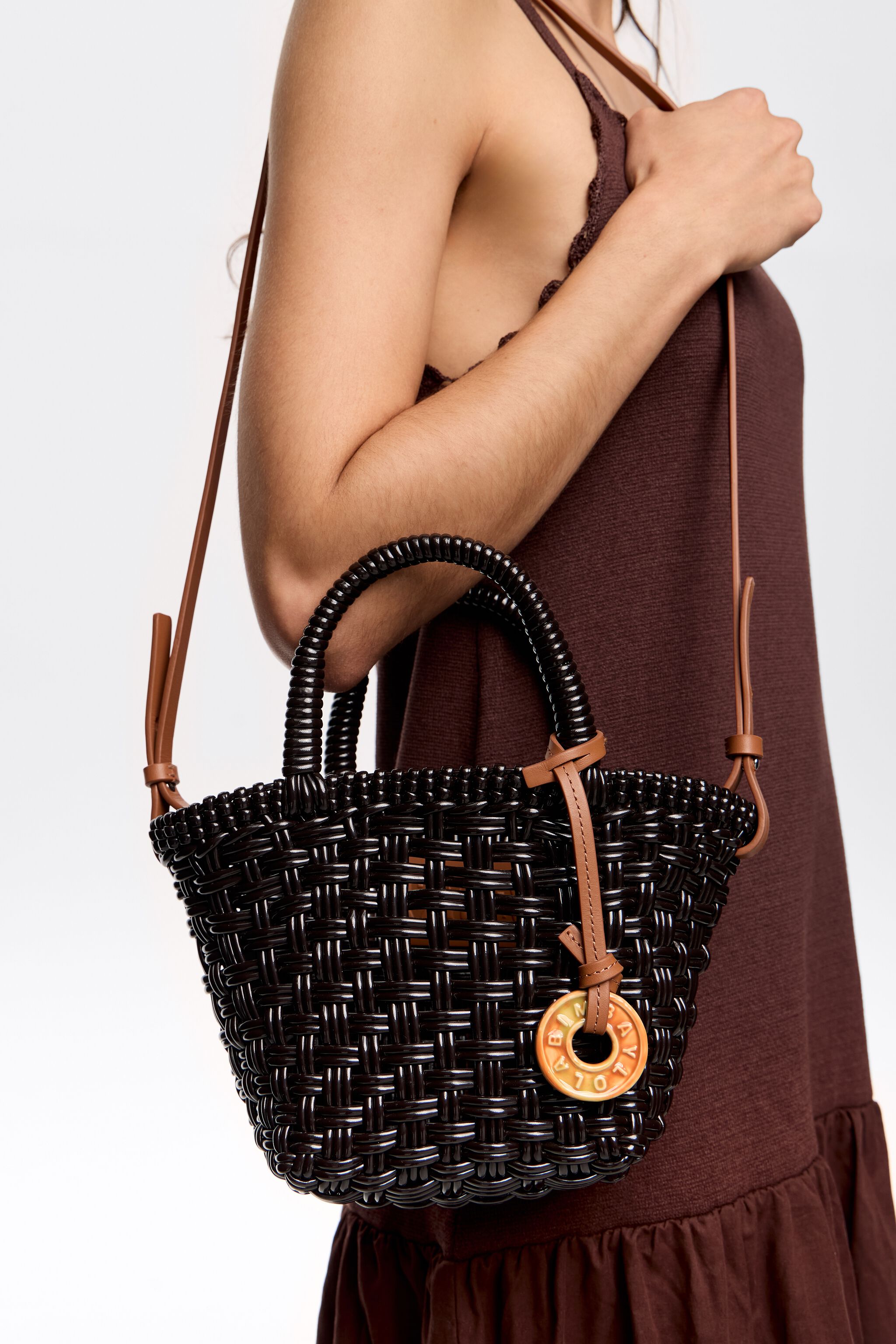 Black plaited shopper bag