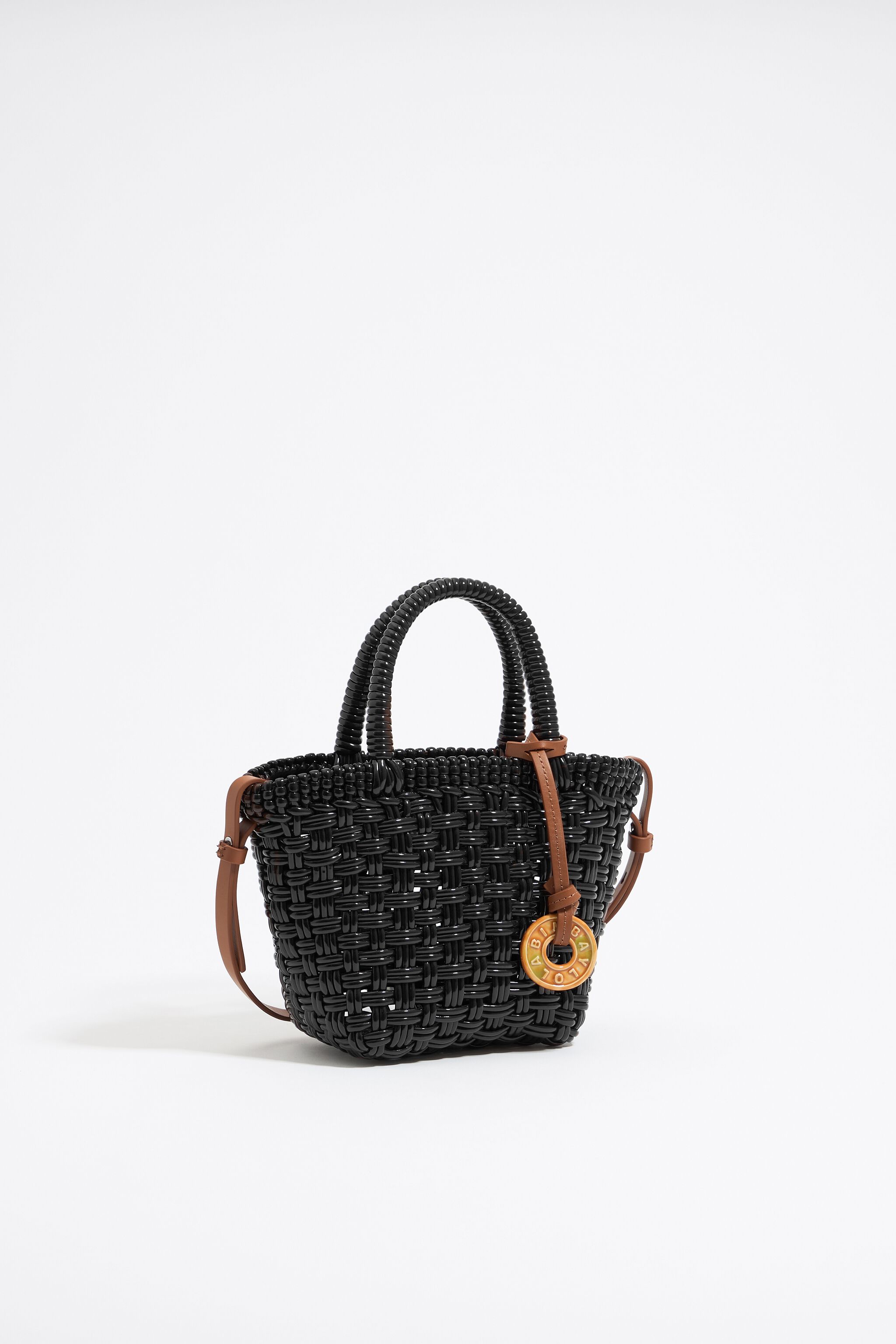 Black plaited shopper bag