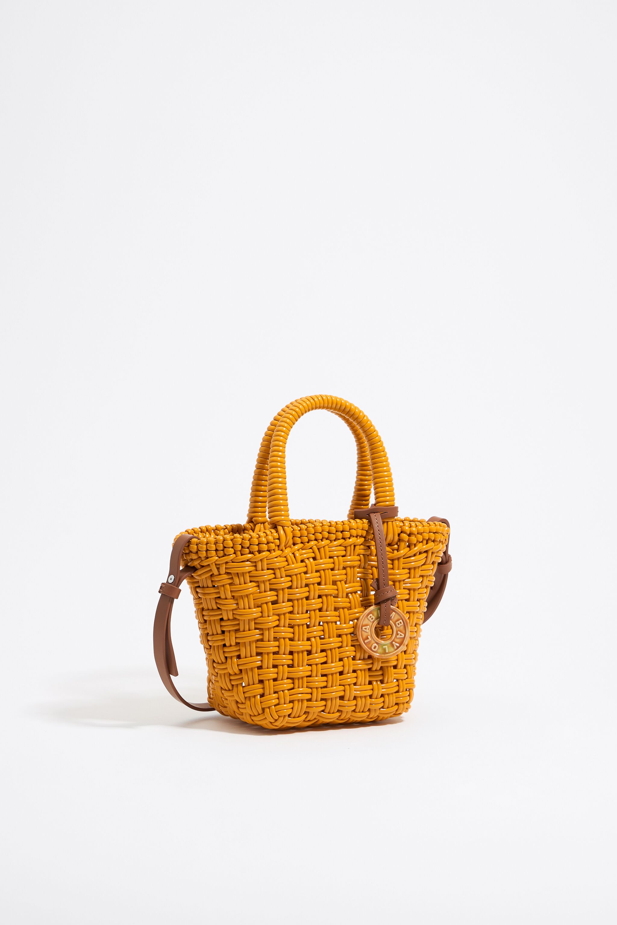 Yellow plaited shopper bag
