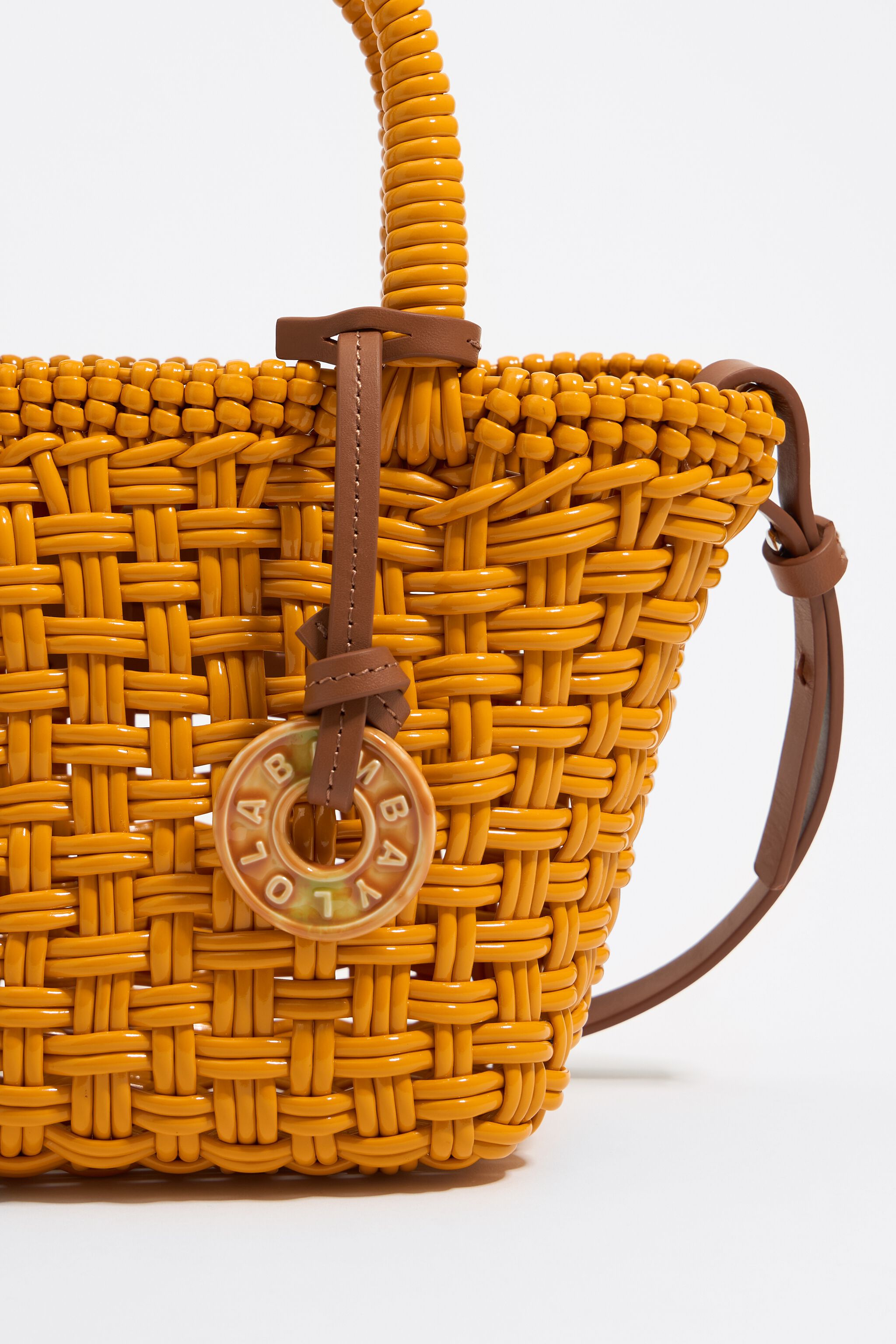 Yellow plaited shopper bag