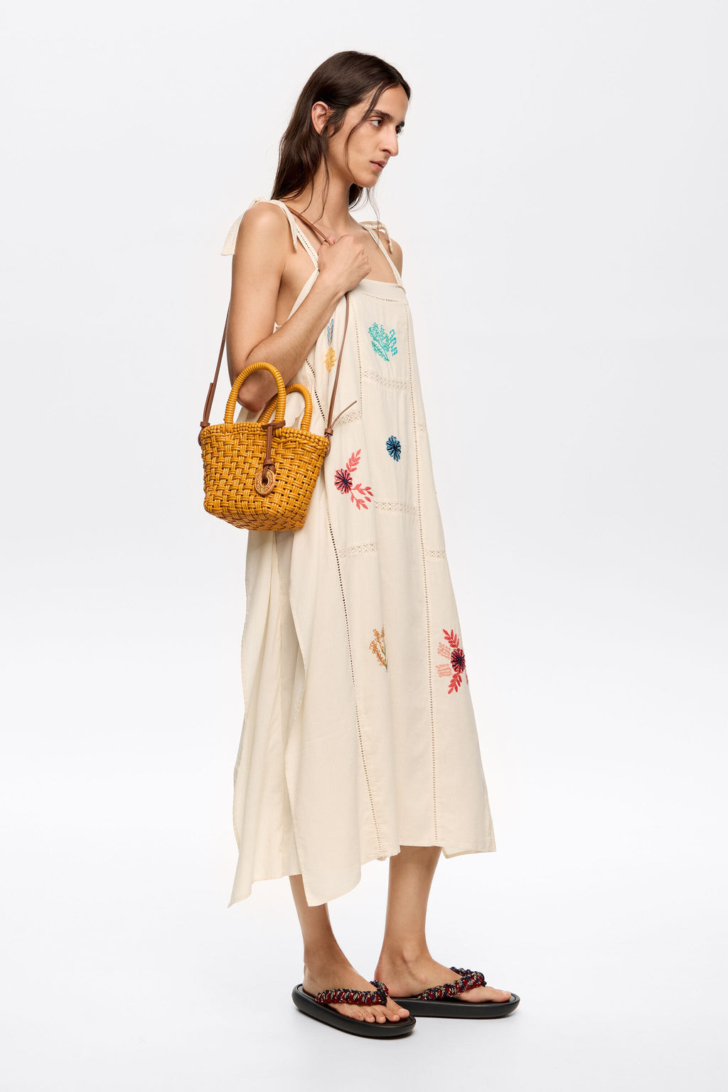 Yellow plaited shopper bag