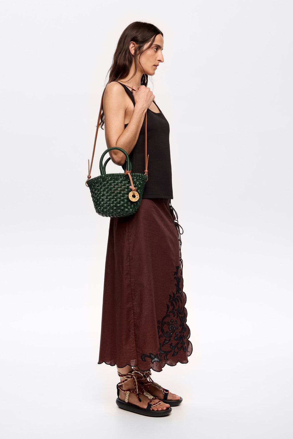 Green plaited shopper bag