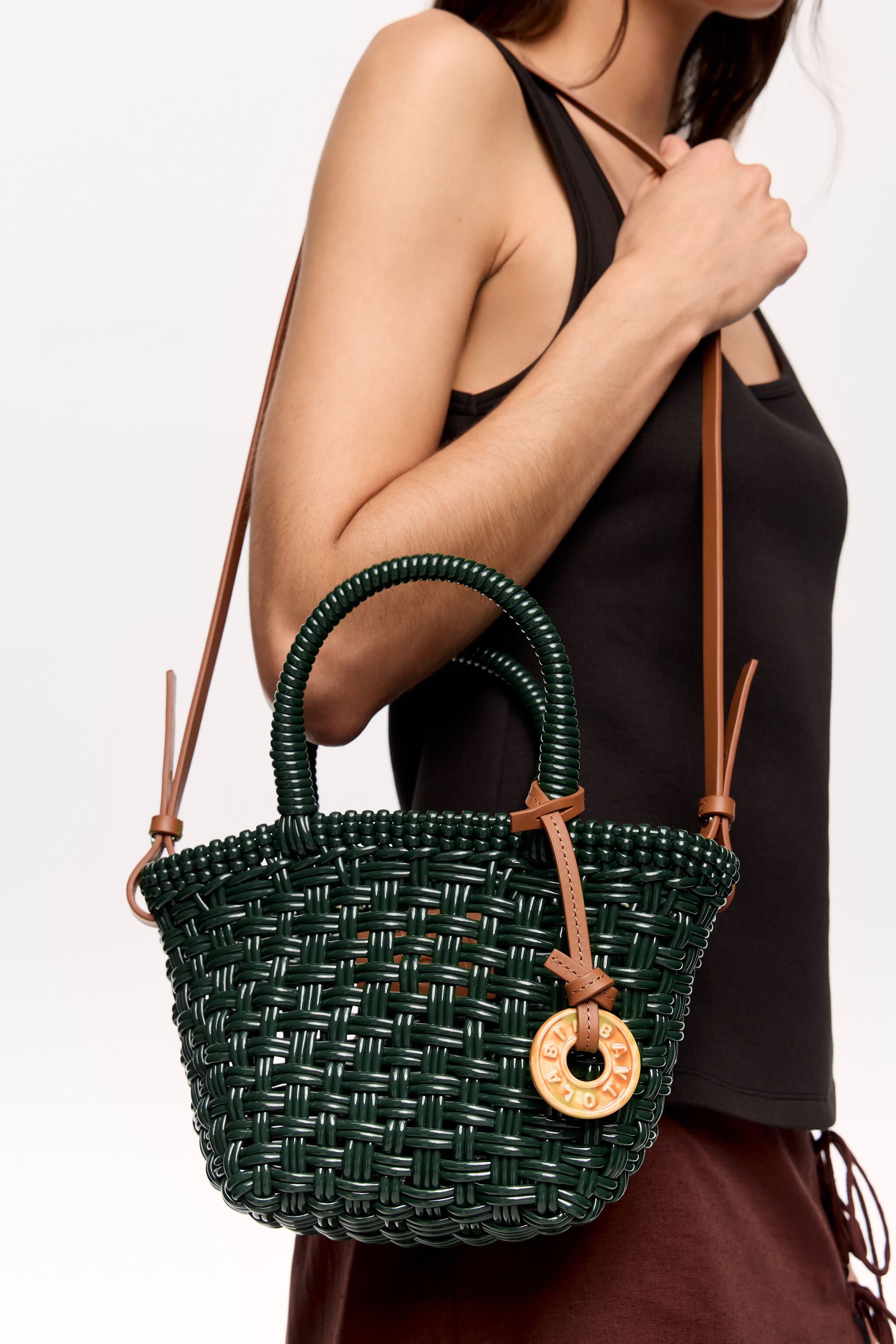 Green plaited shopper bag