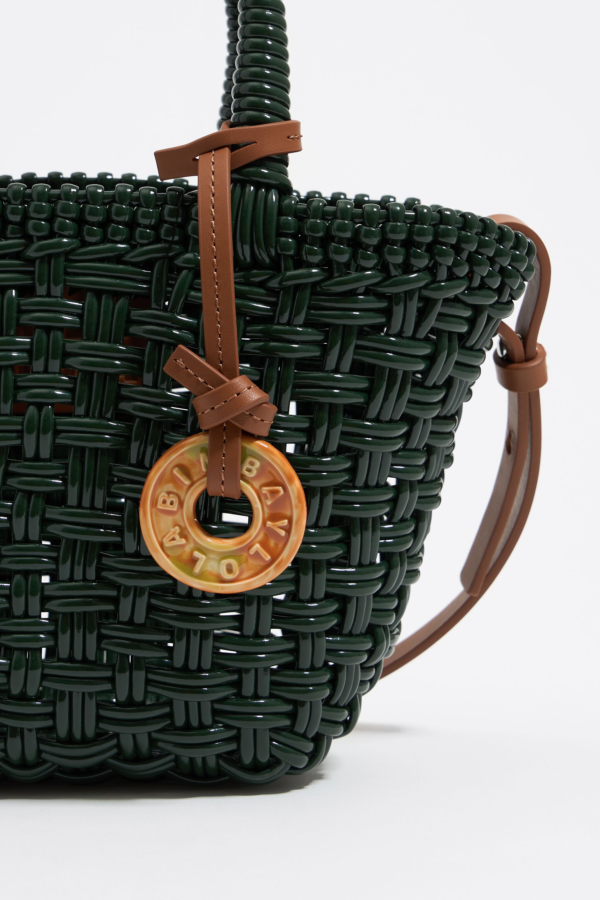 Green plaited shopper bag