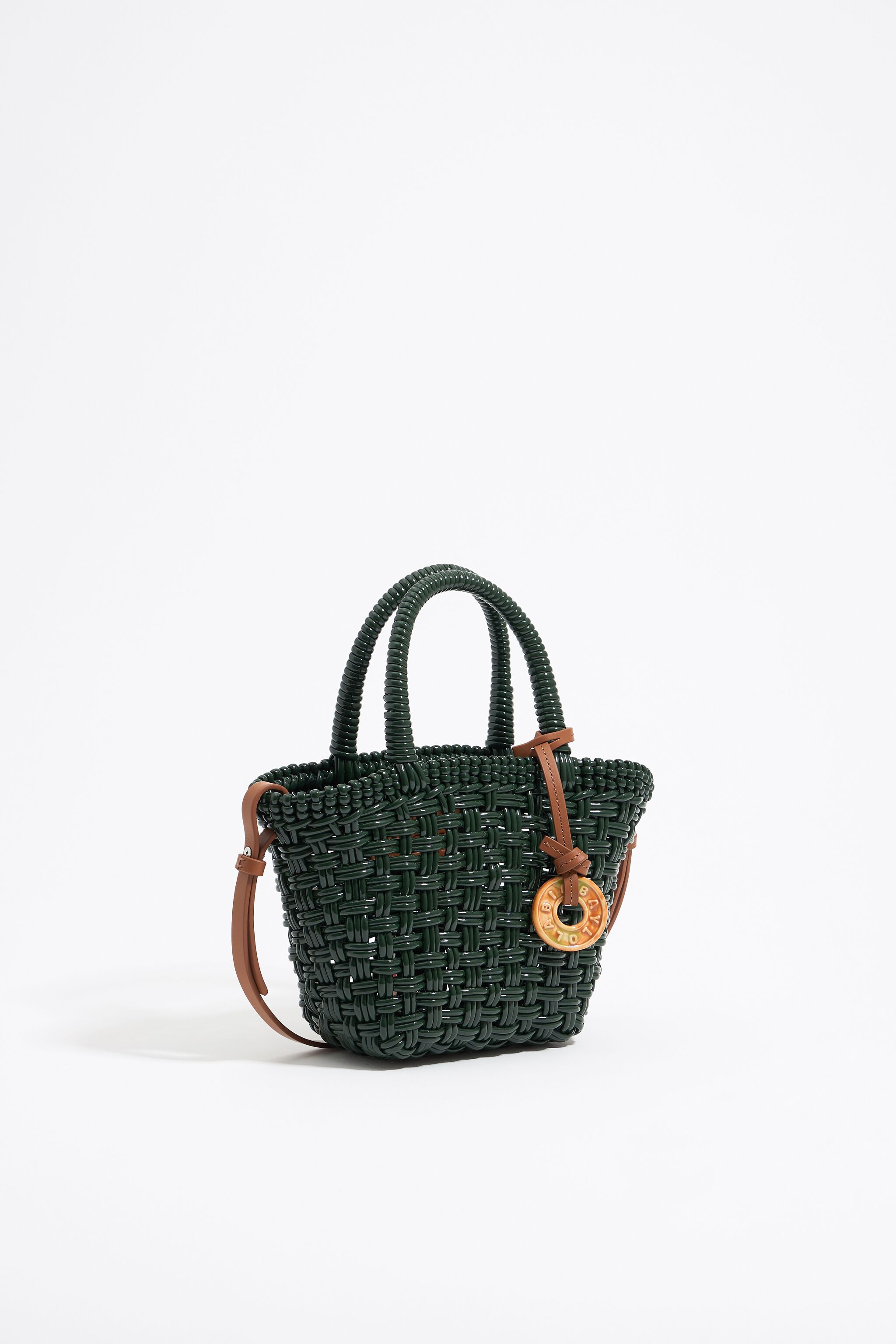 Green plaited shopper bag