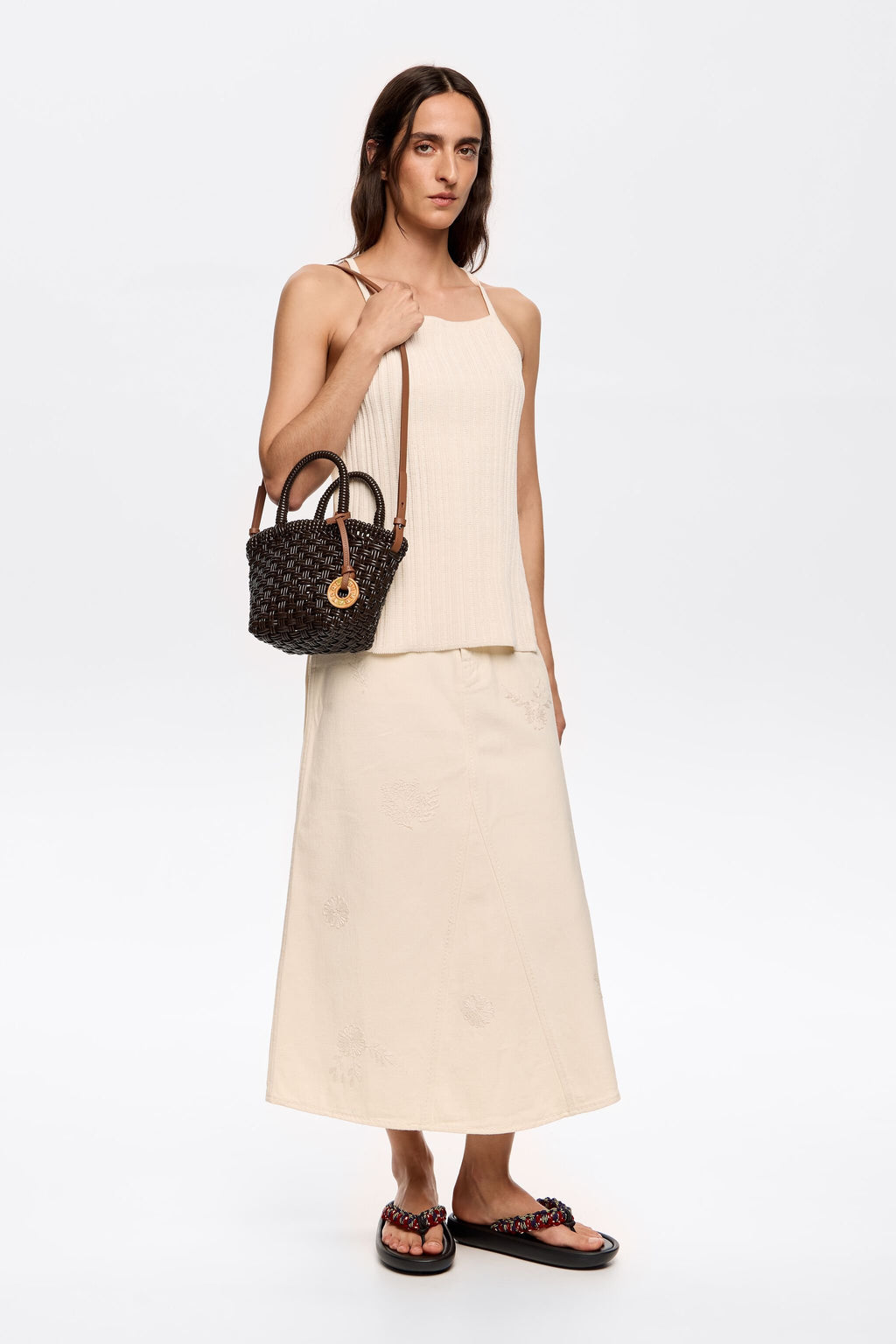 Chocolate brown plaited shopper bag