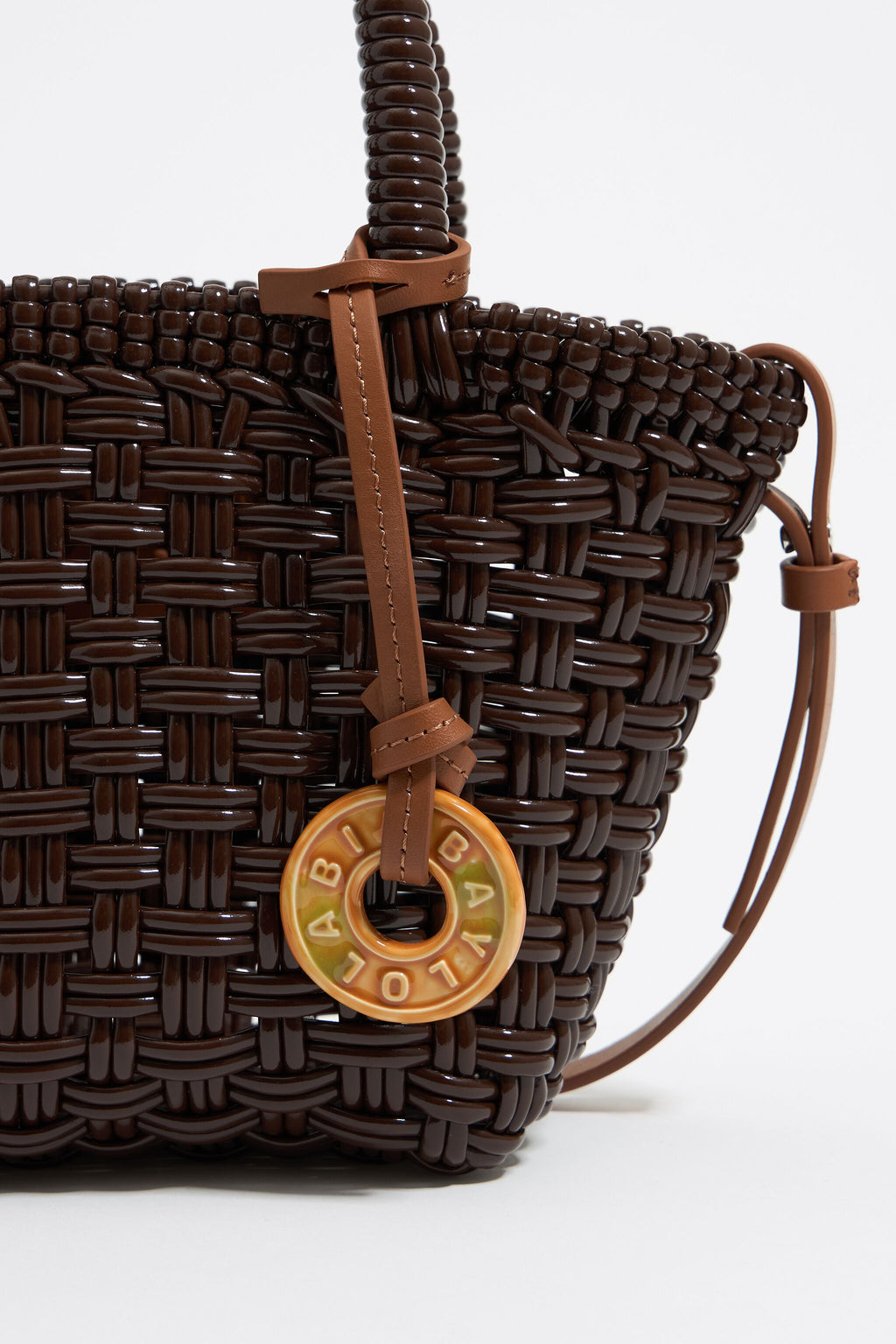Chocolate brown plaited shopper bag