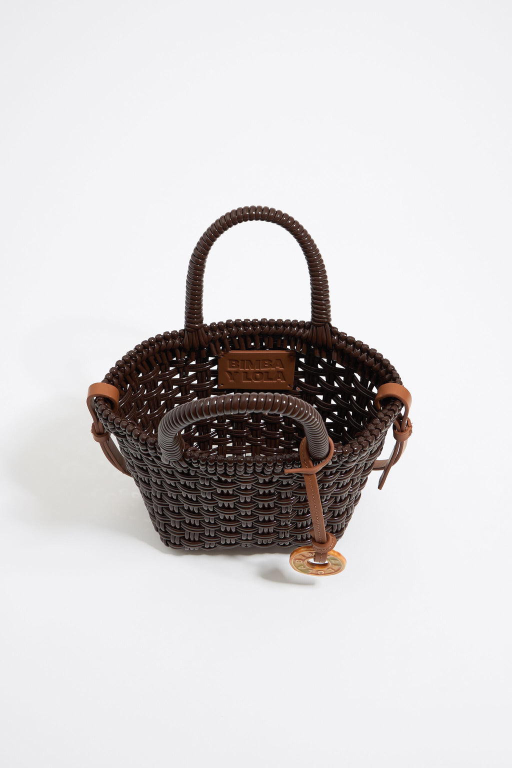 Chocolate brown plaited shopper bag