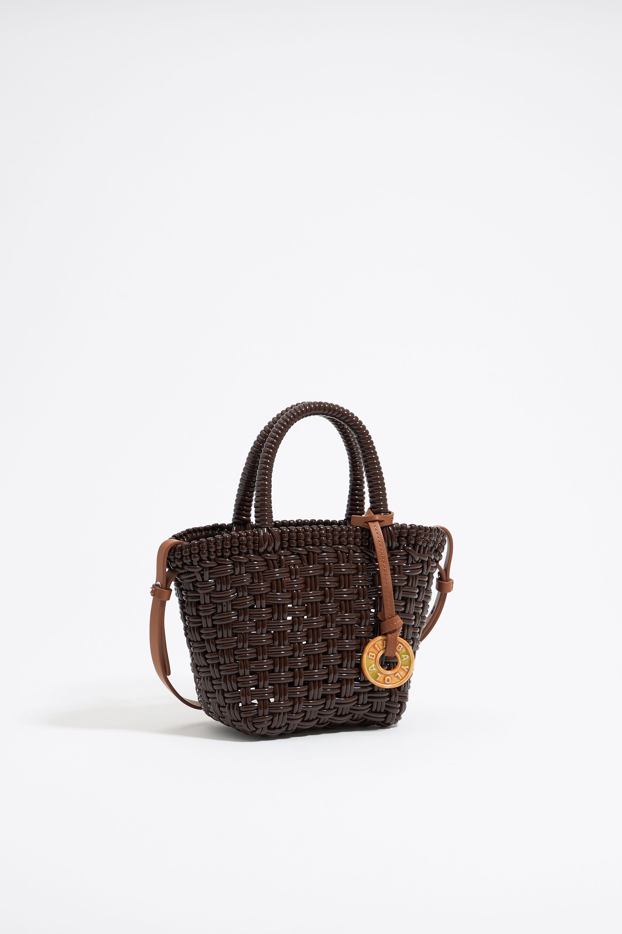 Chocolate brown plaited shopper bag