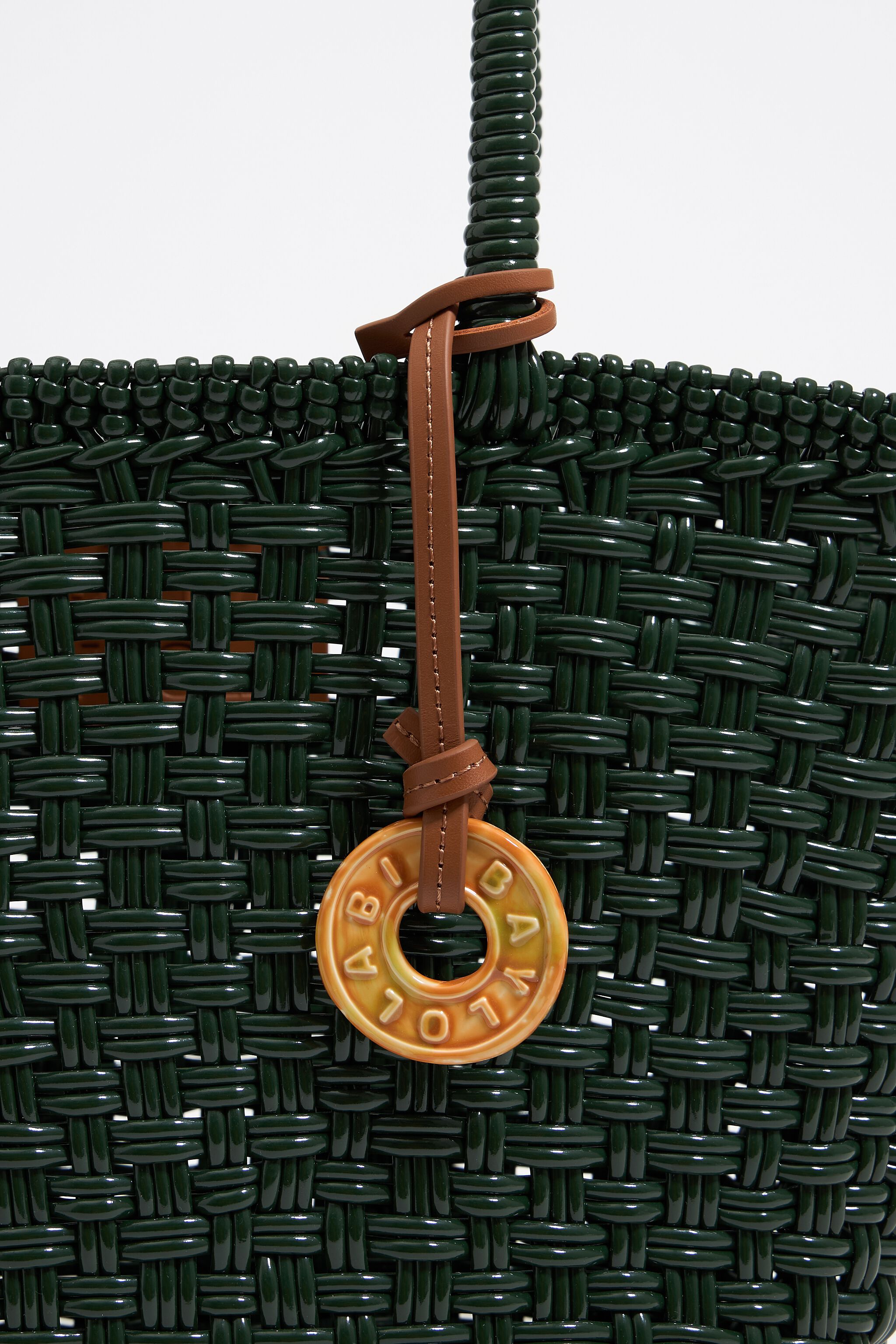 Green plaited shopper bag