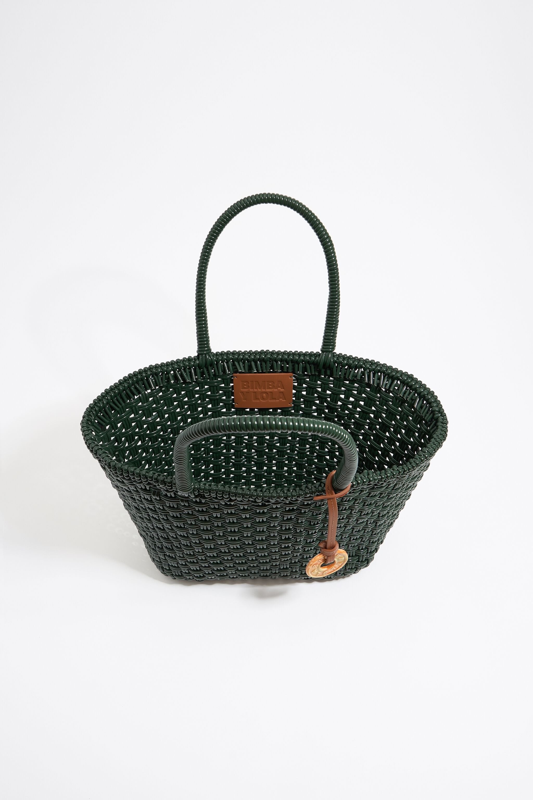 Green plaited shopper bag