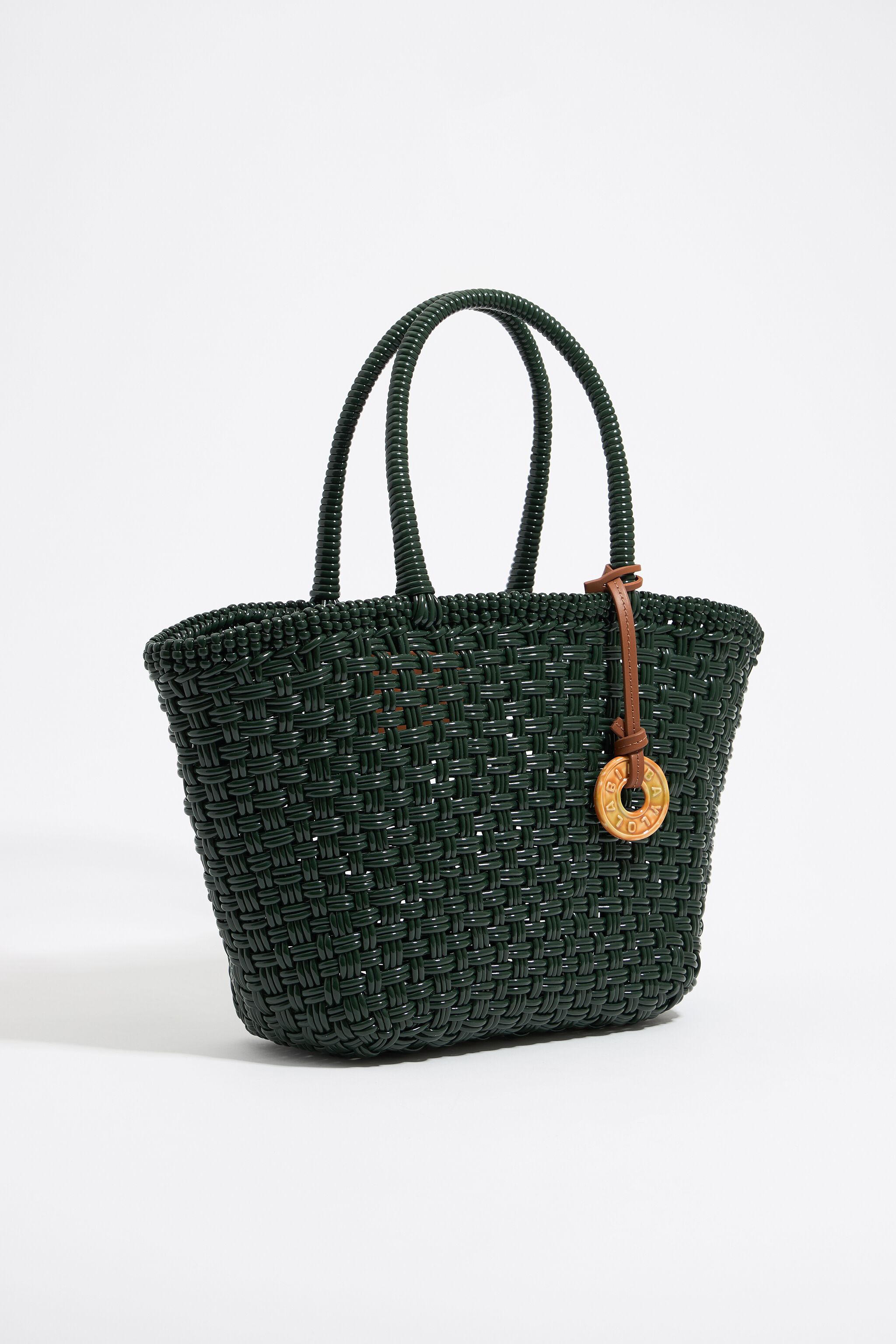 Green plaited shopper bag