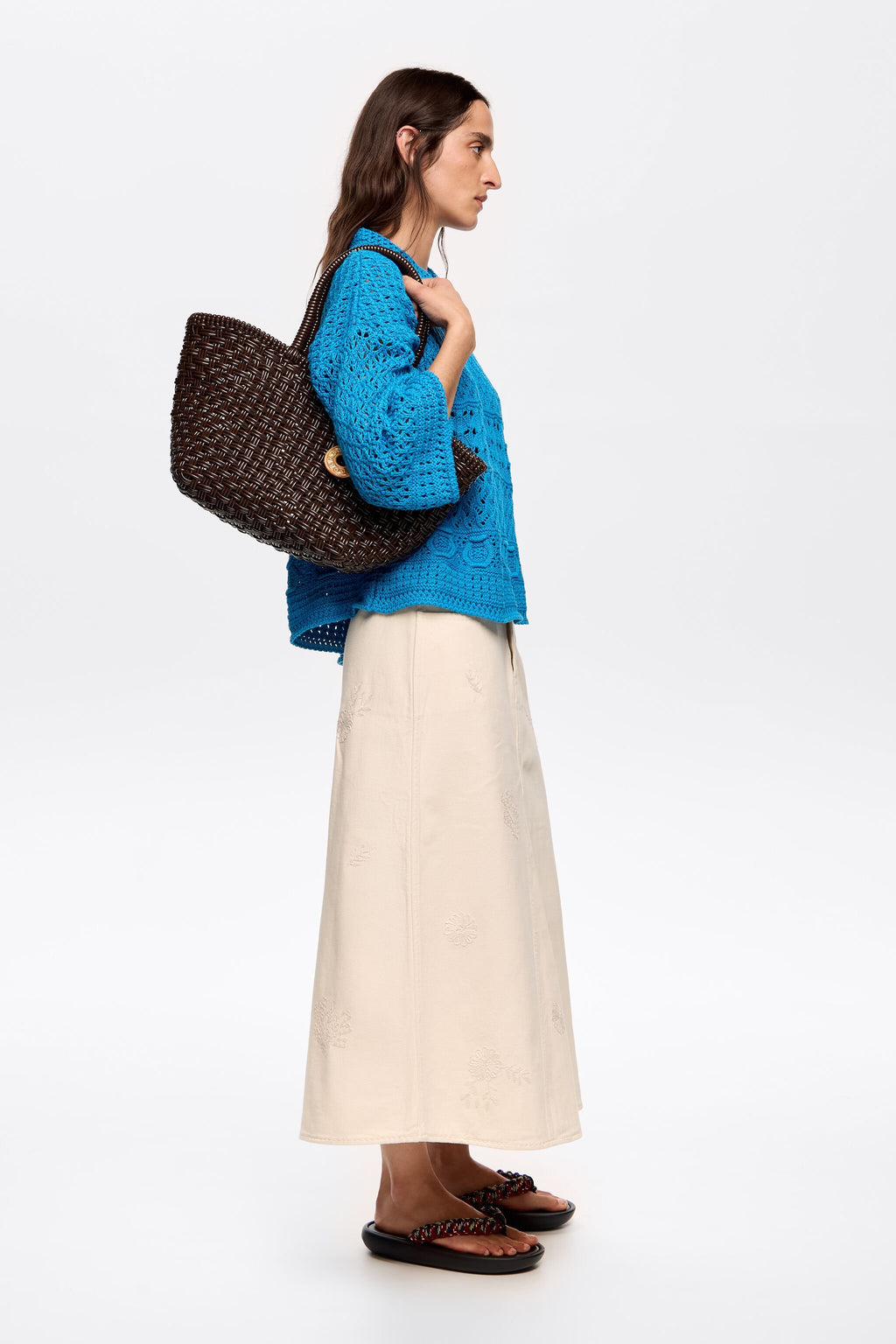 Chocolate plaited shopper bag