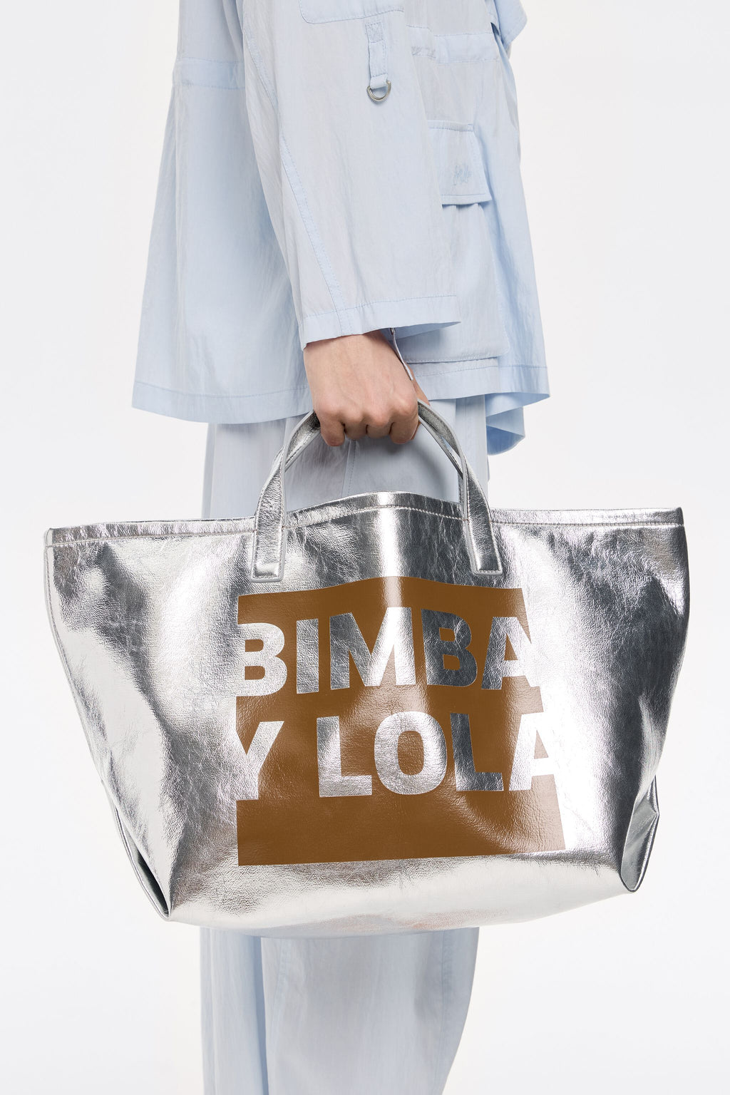 Large silver shopper bag