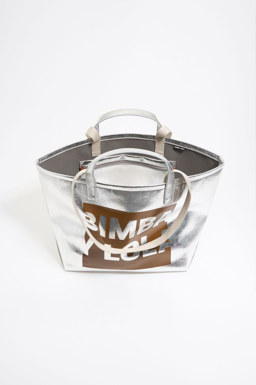 Large silver shopper bag