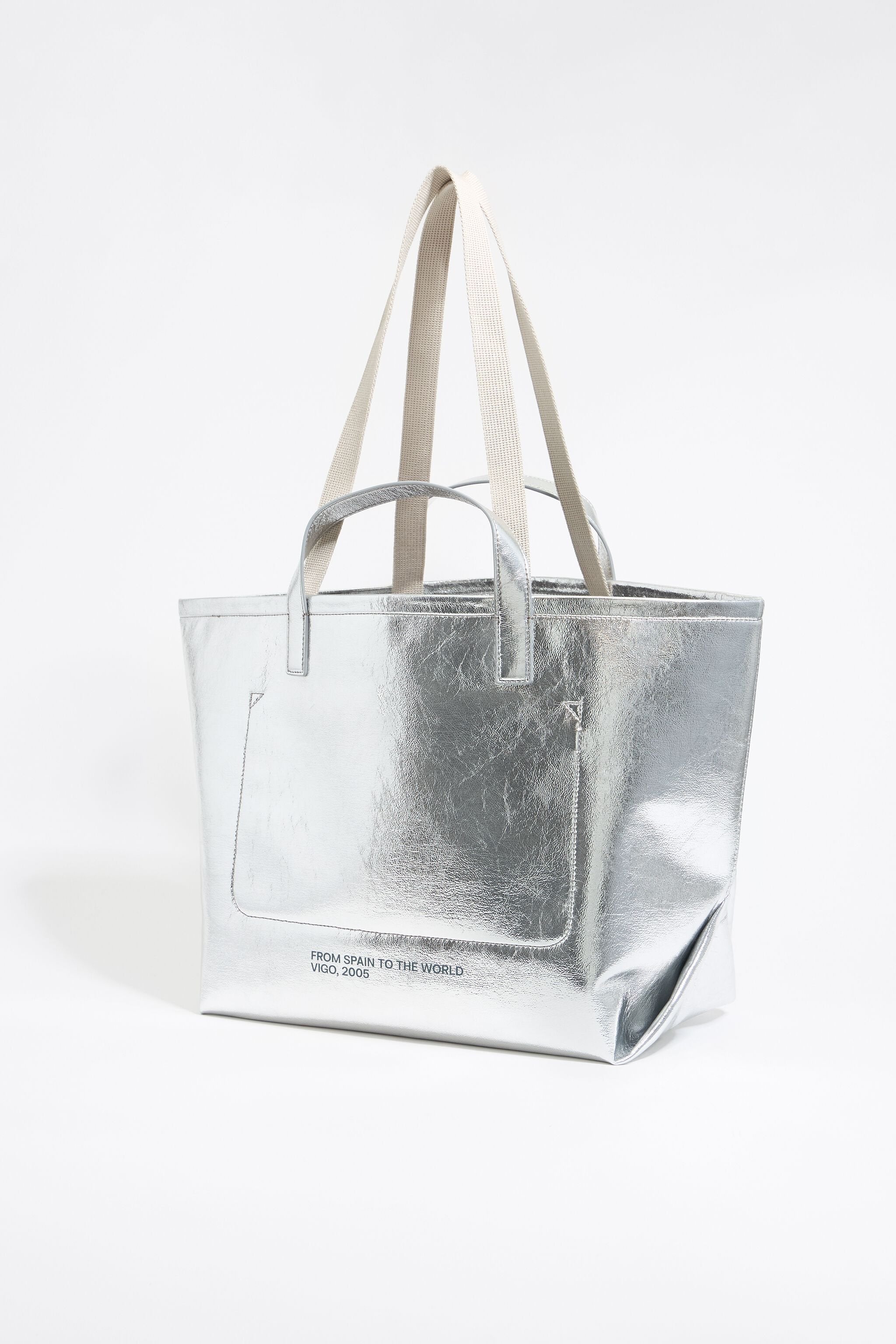 Large silver shopper bag