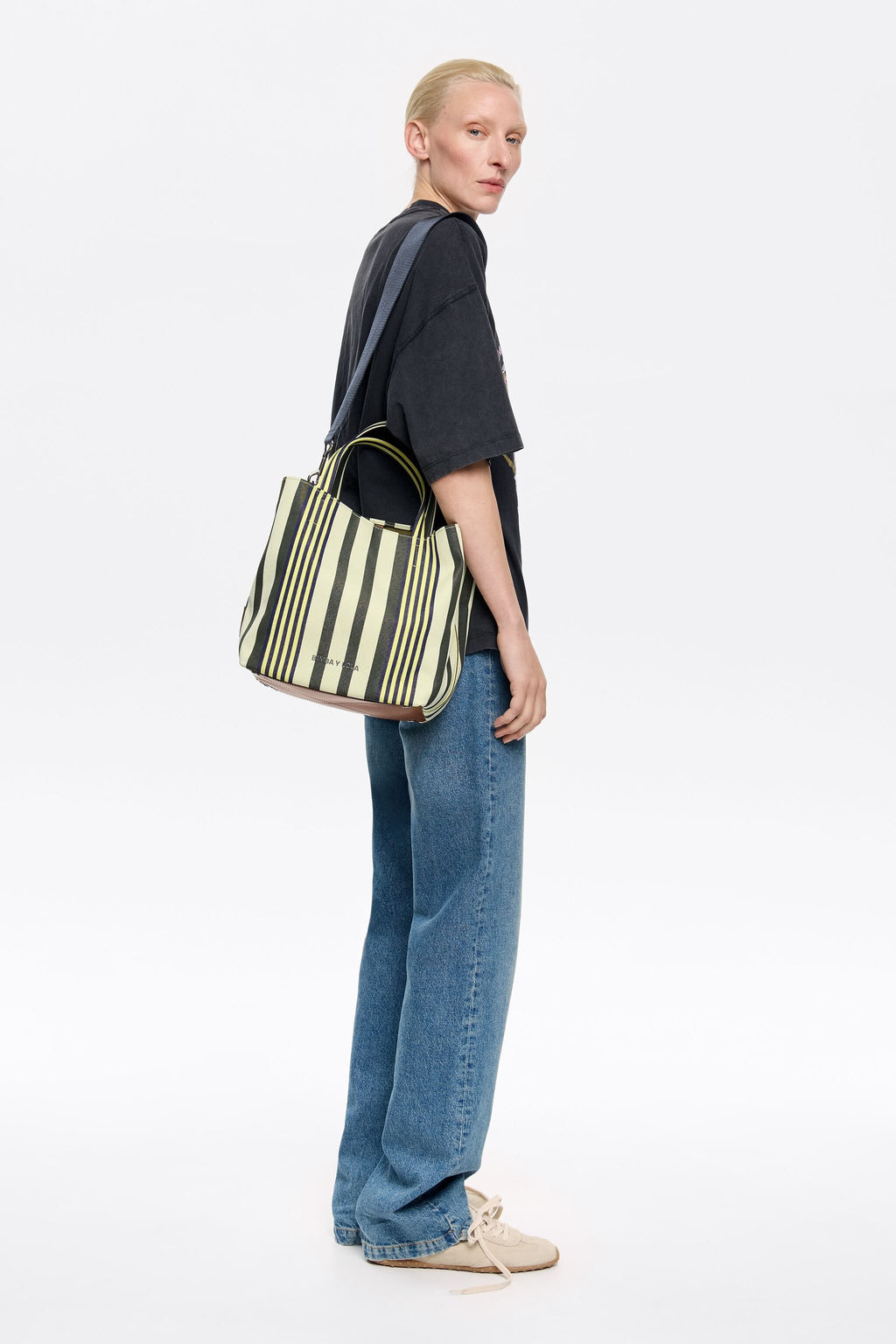 Large striped fabric Chihuahua bag