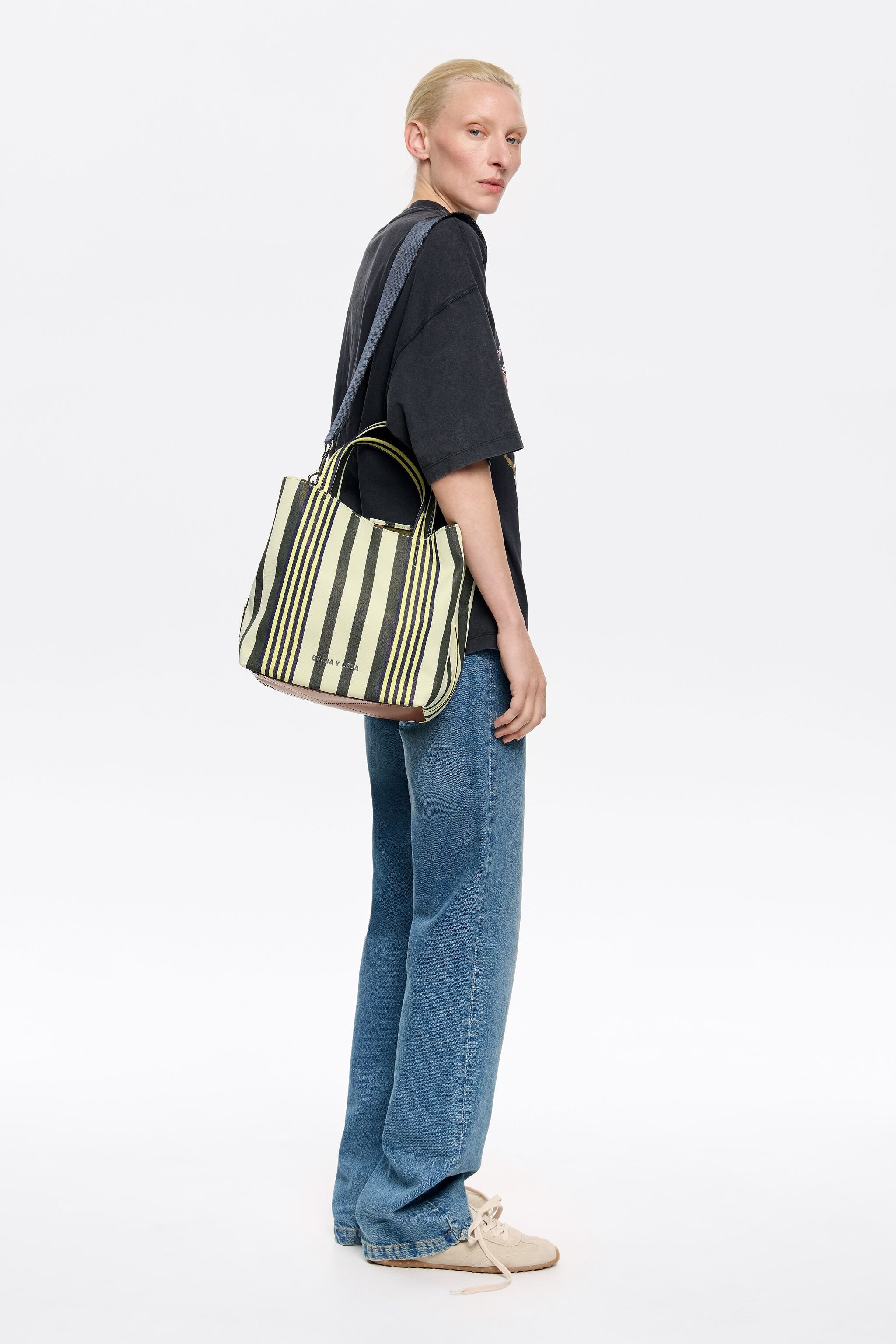 Large striped fabric Chihuahua bag