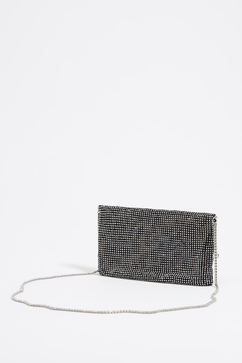 Black metallic mesh crystals bag
