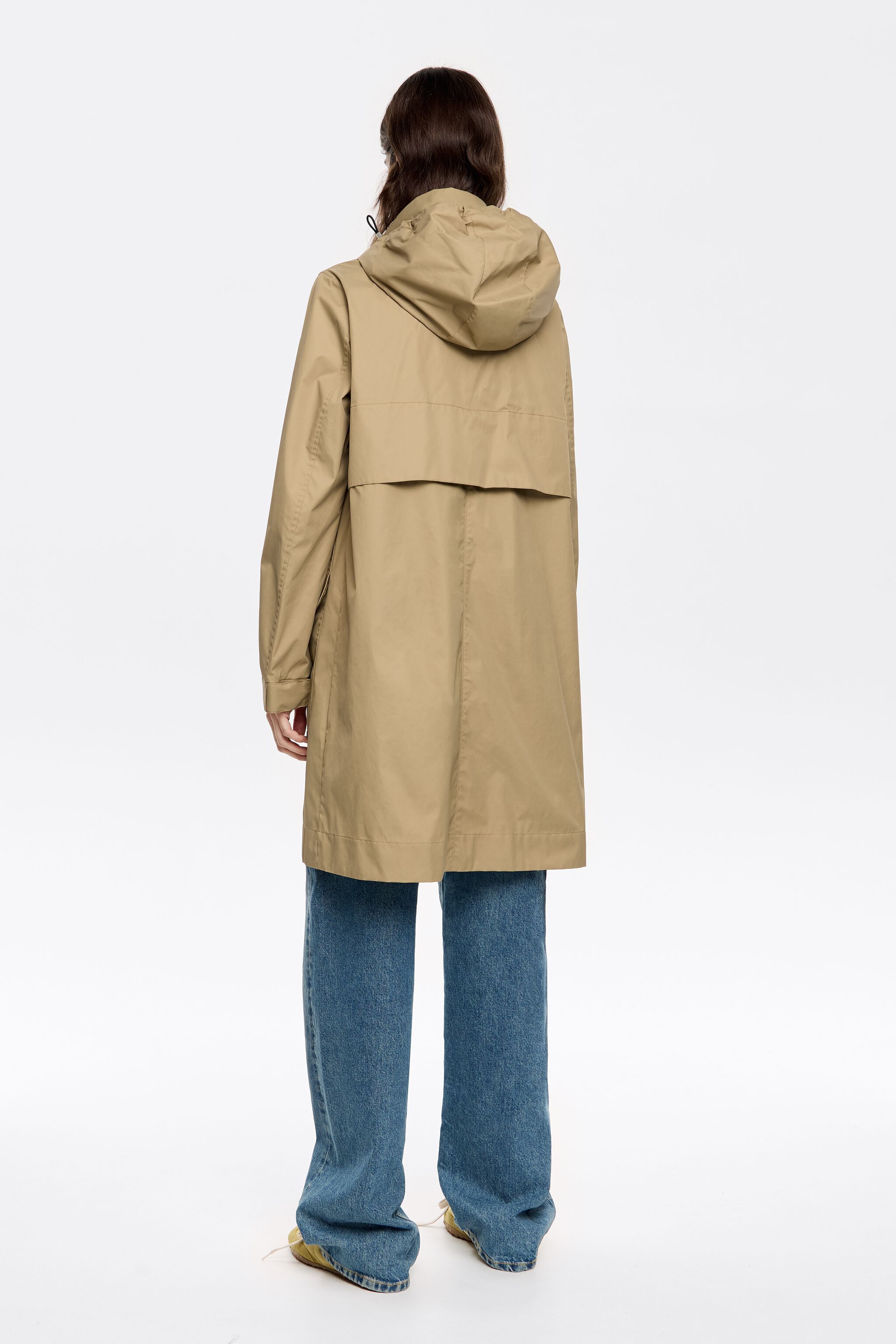 Camel straight midi trench