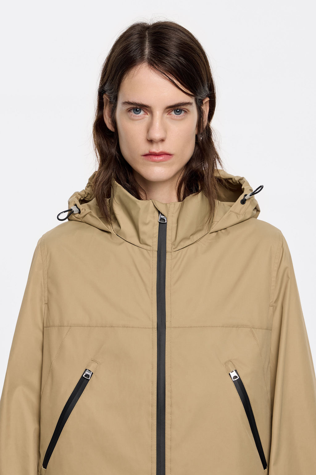 Camel straight midi trench