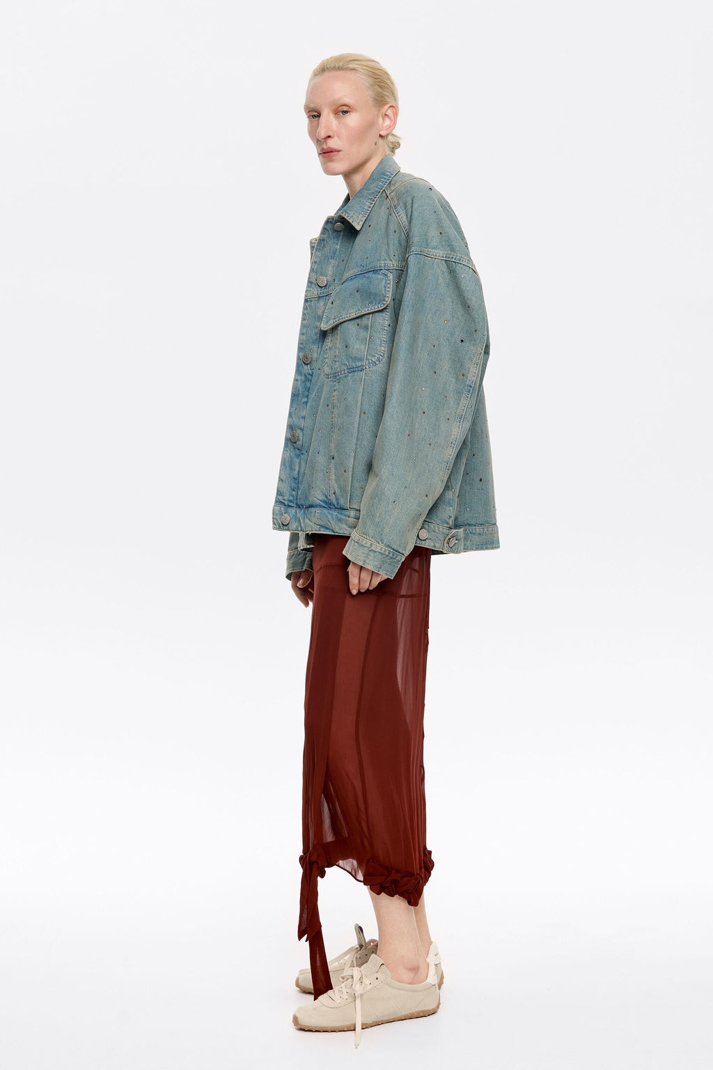 Light blue denim jacket with stones