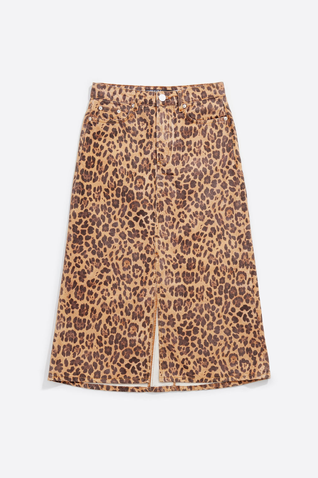 Natural Leopard A-line denim skirt