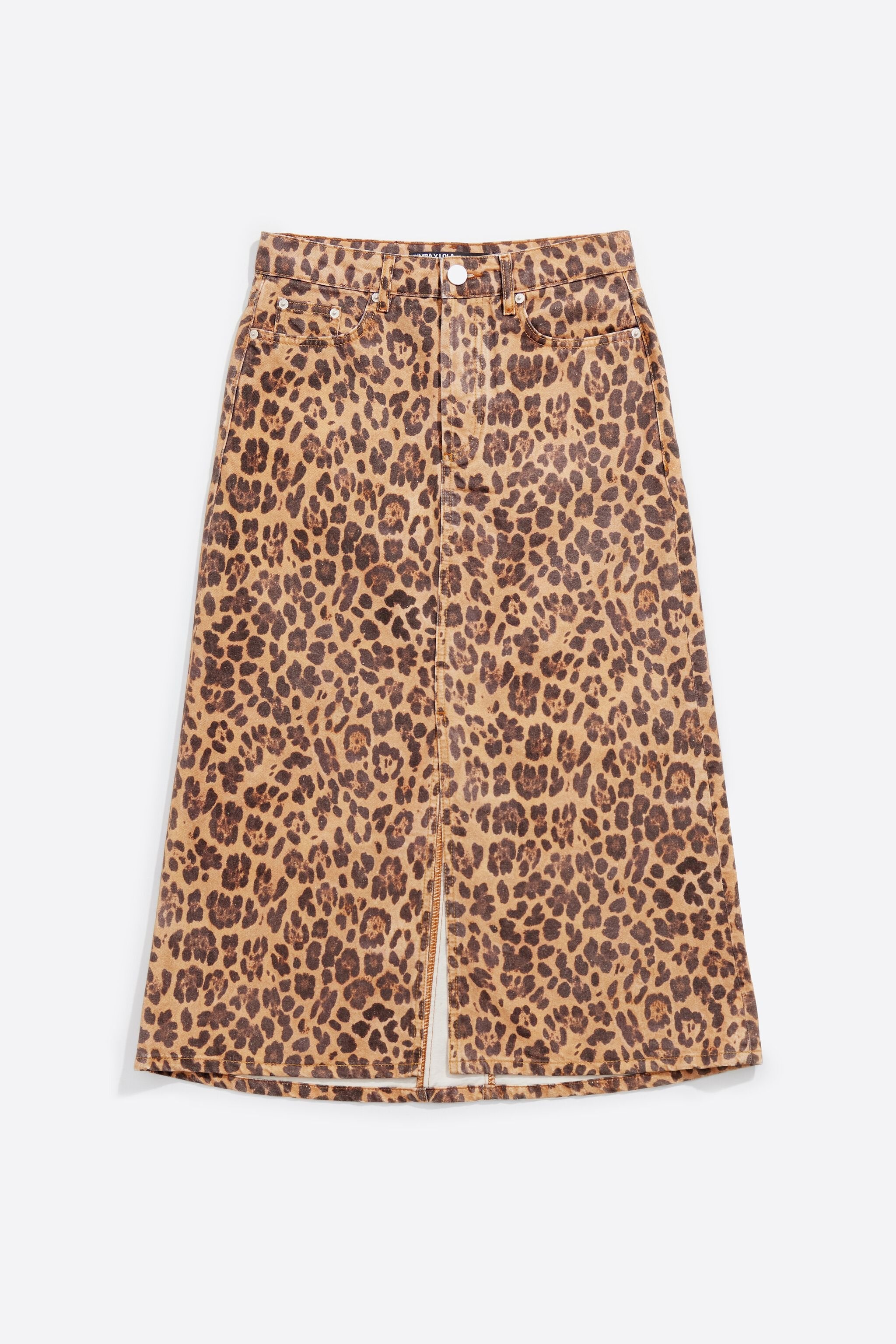 Natural Leopard A-line denim skirt