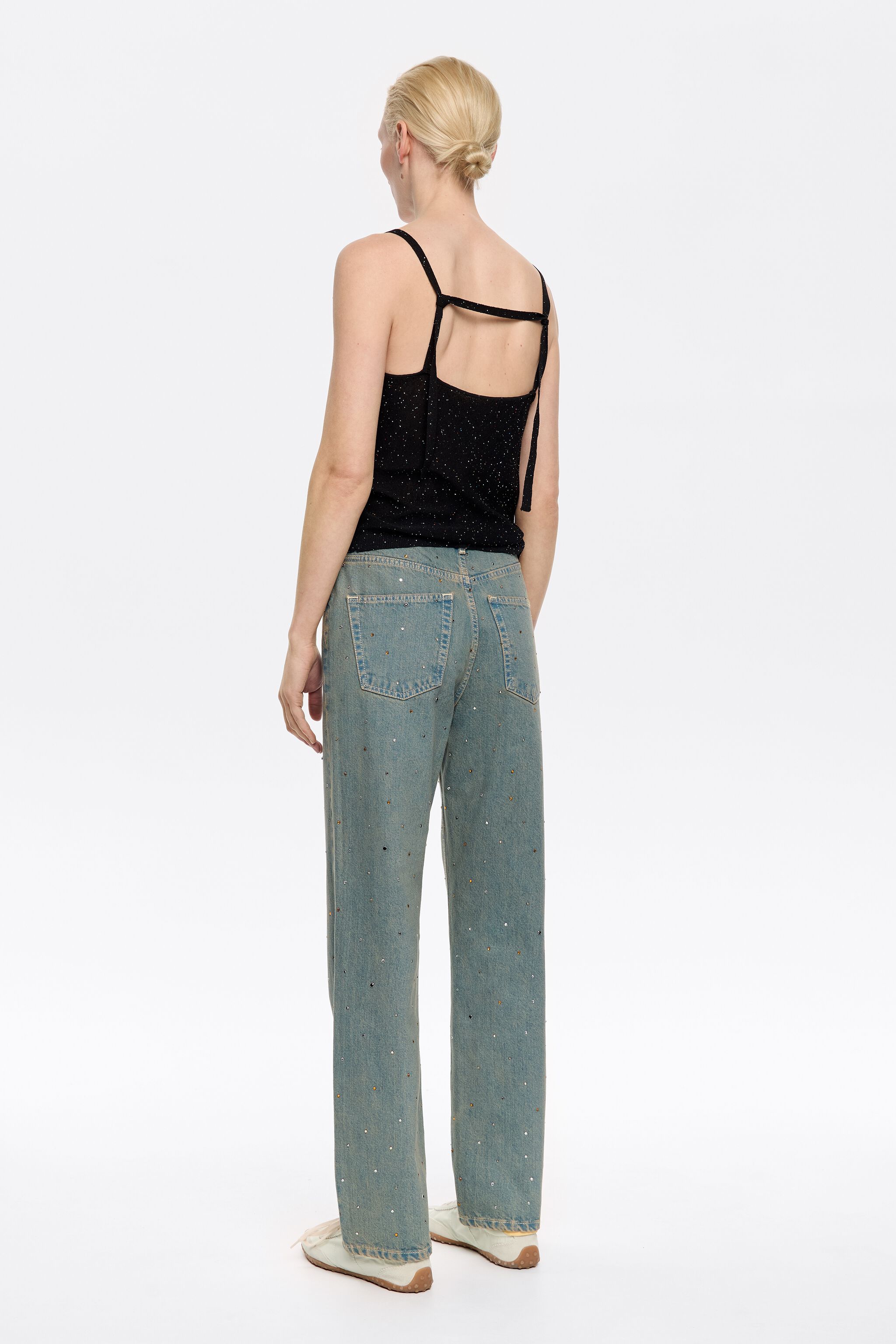 STRAIGHT CROPPED - Blue stones jeans