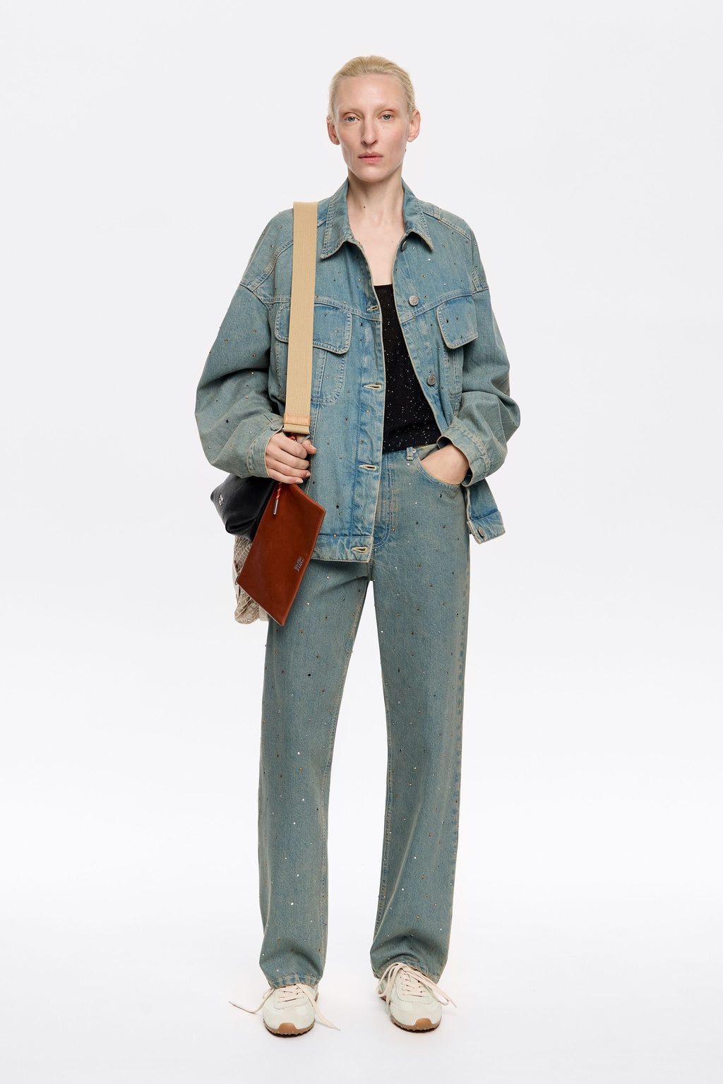 STRAIGHT CROPPED - Blue stones jeans