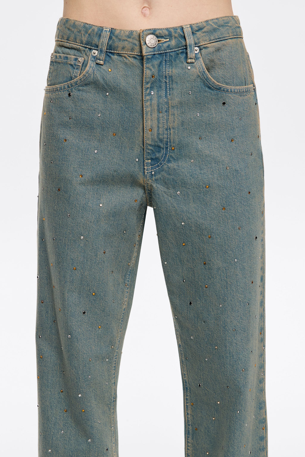 STRAIGHT CROPPED - Blue stones jeans