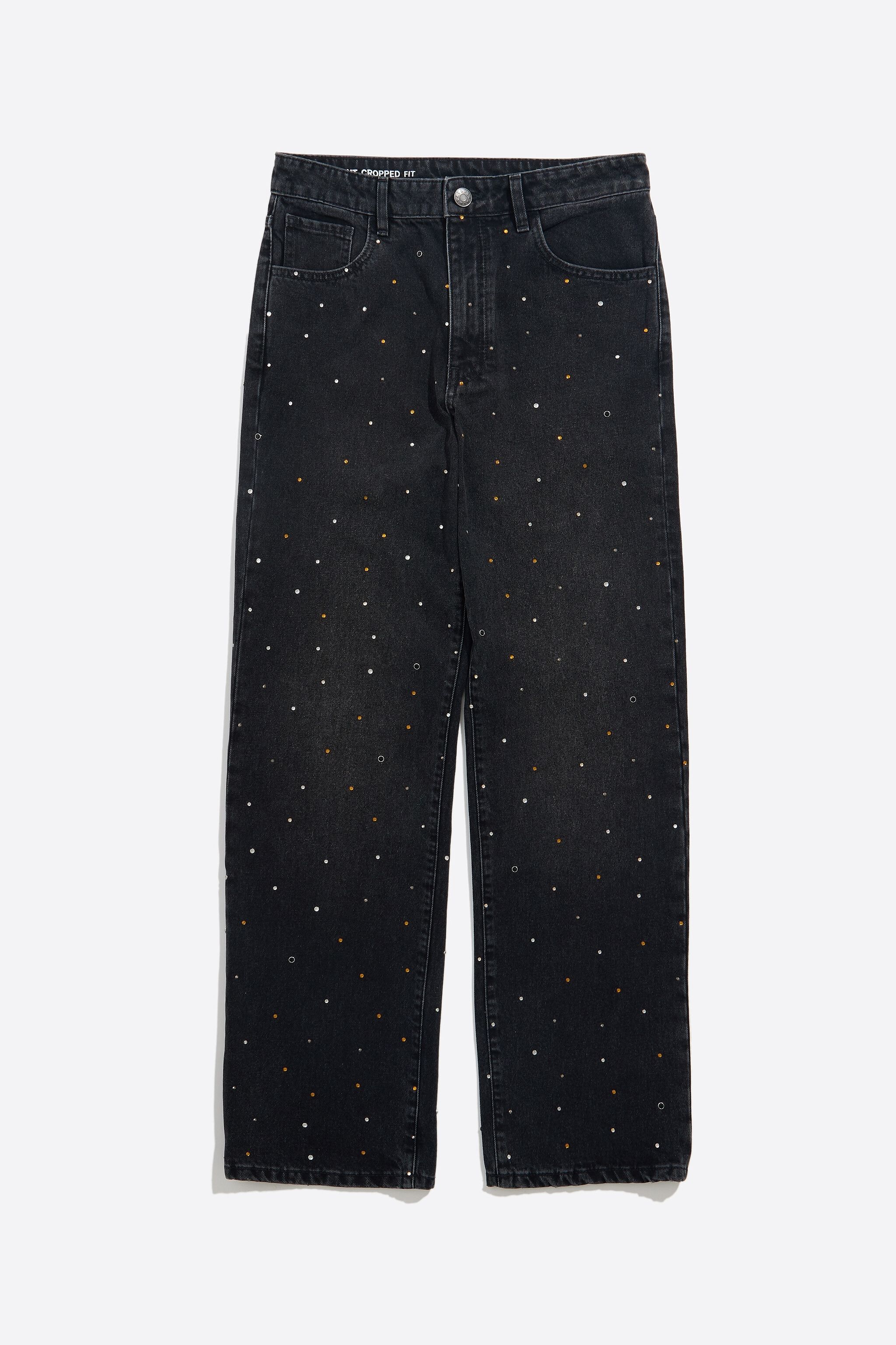 STRAIGHT CROPPED - Black stones jeans